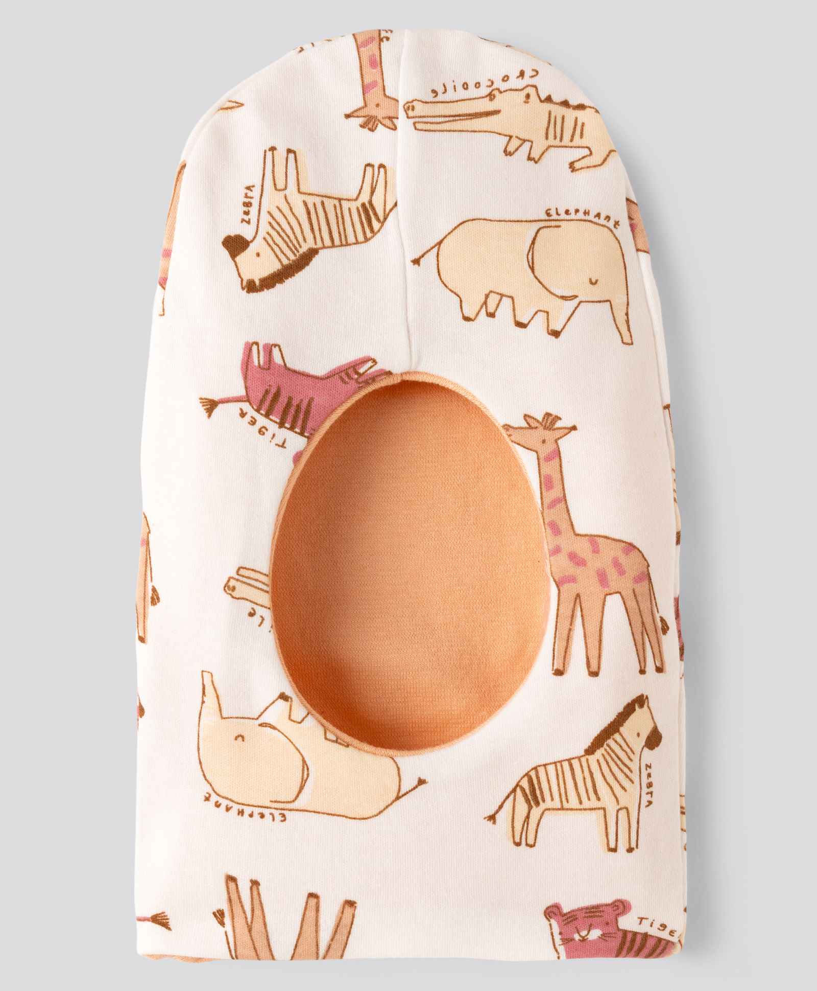 OHMS Single Jersey Knit Monkey Cap With Animal Print Peach - Diameter 13.5 cm-image-32