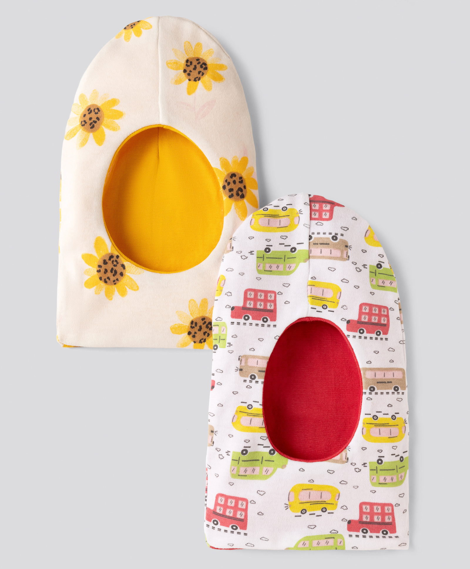 OHMS Single Jersey Knit Monkey Cap With Floral & Vehicle Print Pack of 2 White - Diameter 14 cm-picture-21