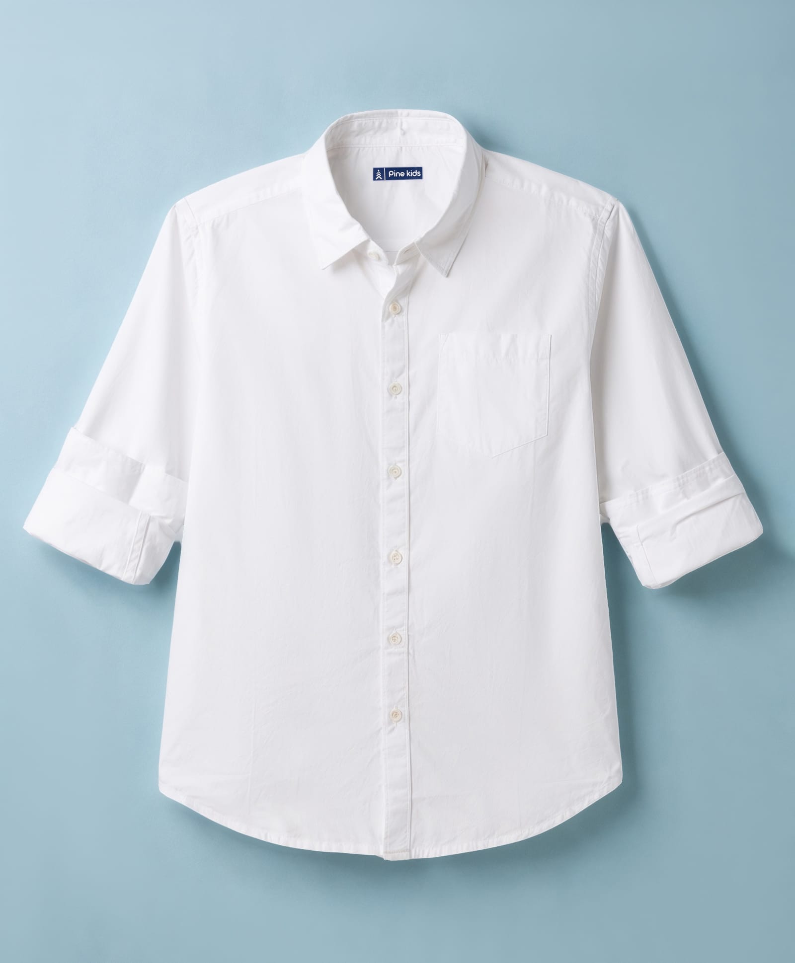Pine Kids Woven Full Sleeves Solid Colour Shirt - White-picture-25