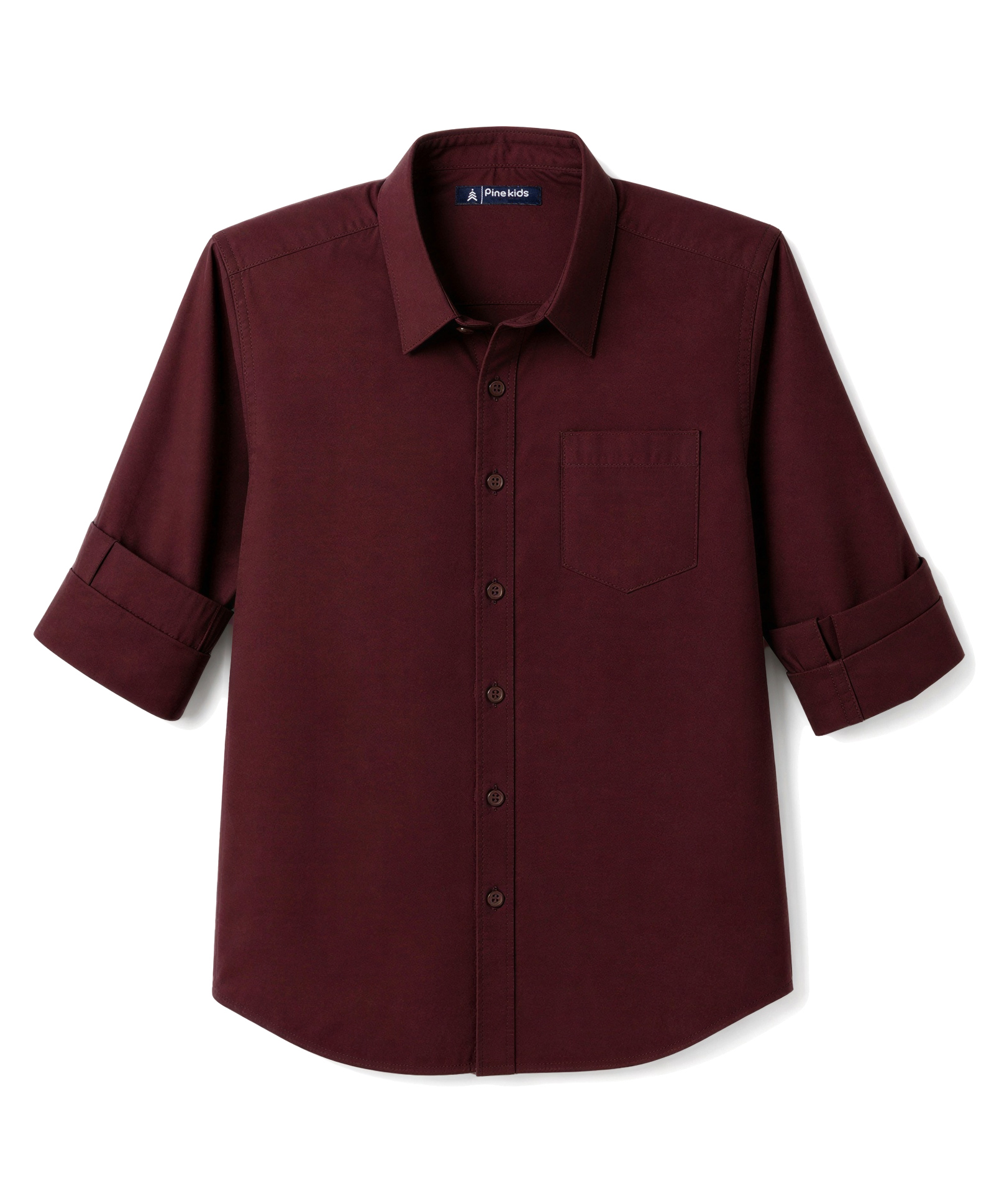 Pine Kids Woven Full Sleeves Solid Colour Shirt - Maroon-picture-14