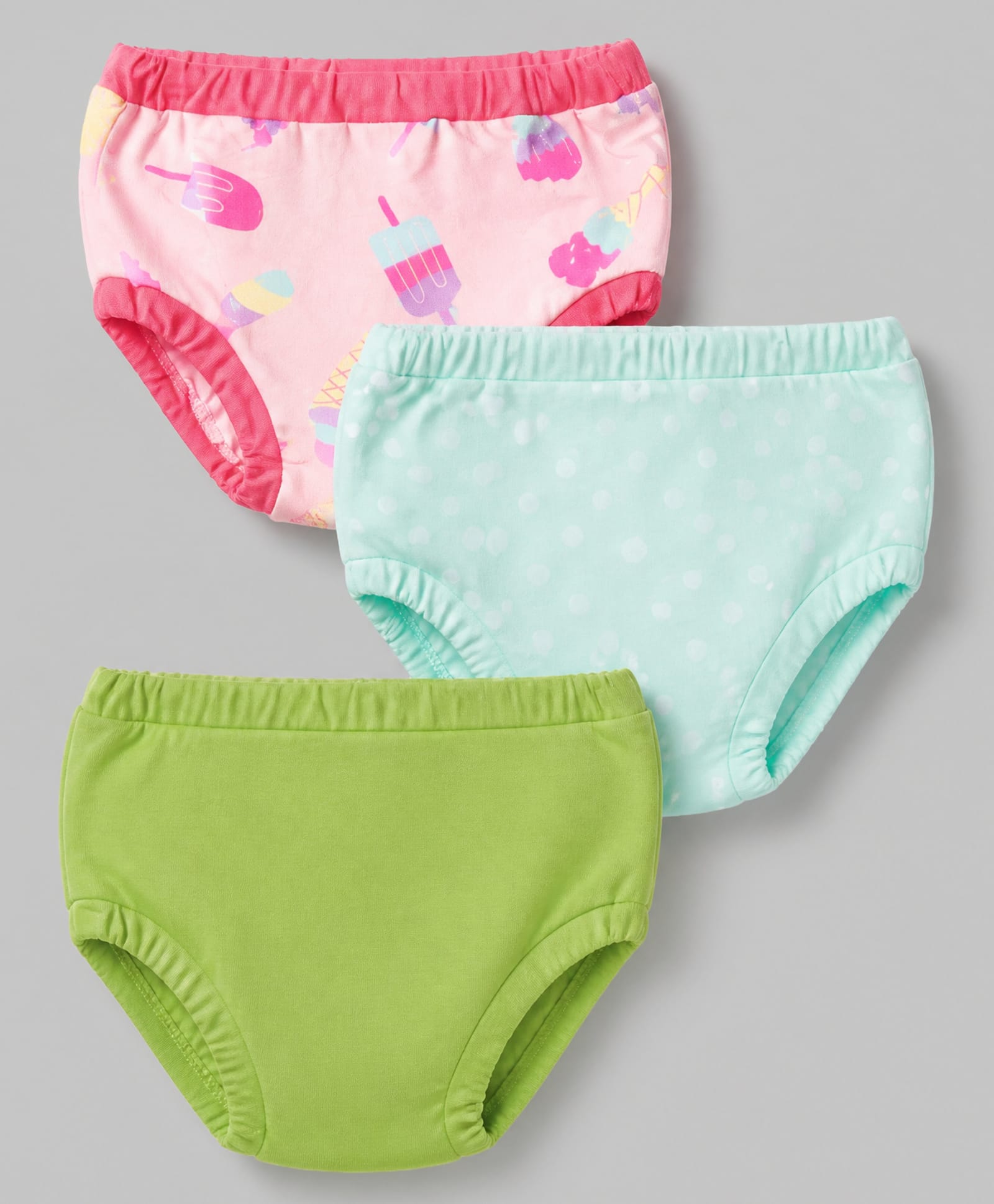 OHMS Single Jersey Knit Panties with Ice-Cream Polka Dot Print Pack of 3 - Pink Light Green Blue-picture-21