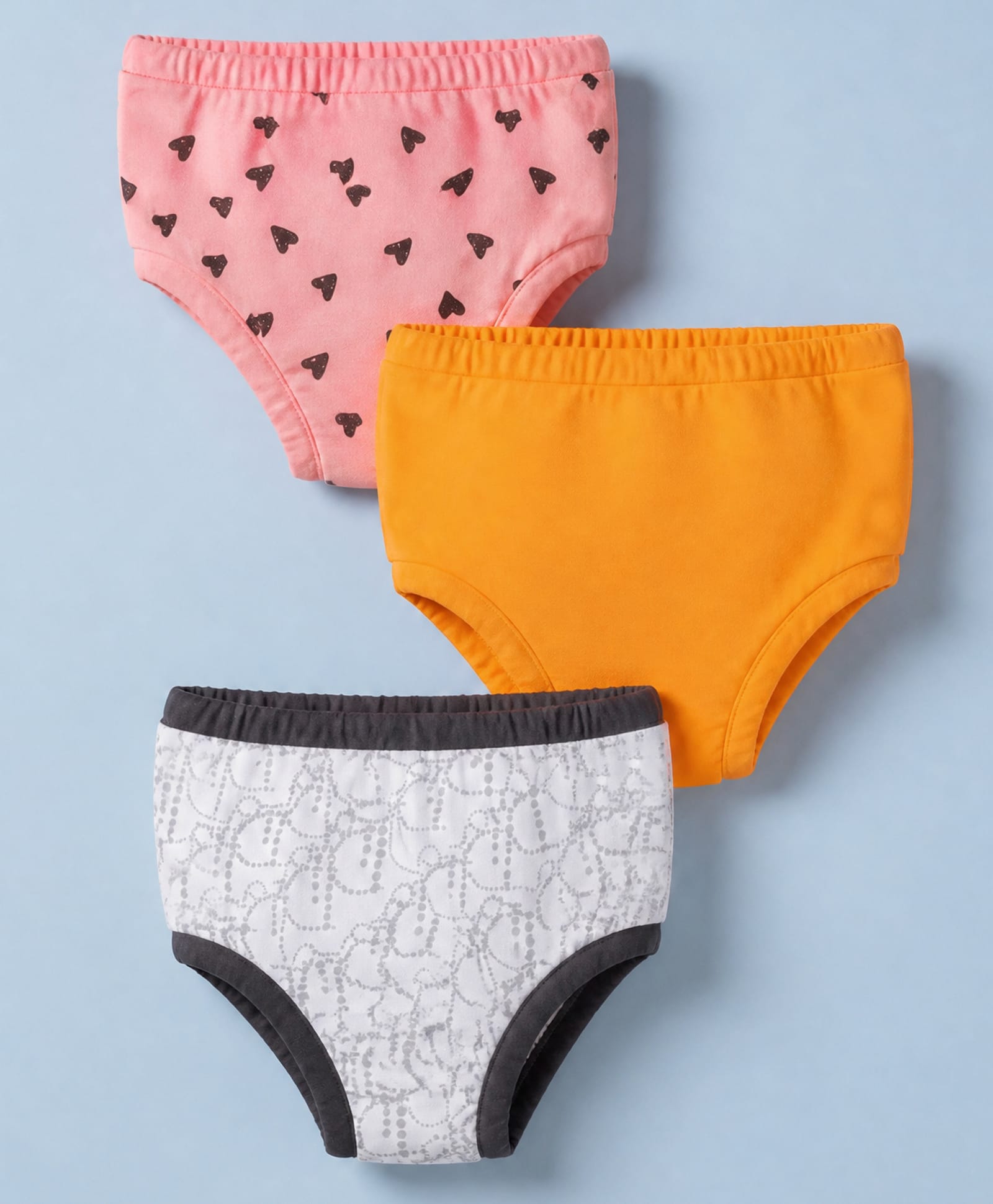OHMS Single Jersey Knit Panties with Heart Print Pack of 3 - Pink Orange Light Grey-picture-28