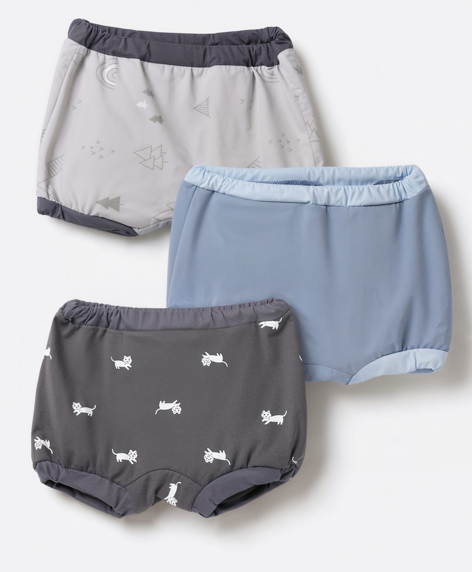 OHMS Single Jersey Knit Solid Bloomers With Animal Print Pack of 3 - Blue Neavy Blue Grey-image-6