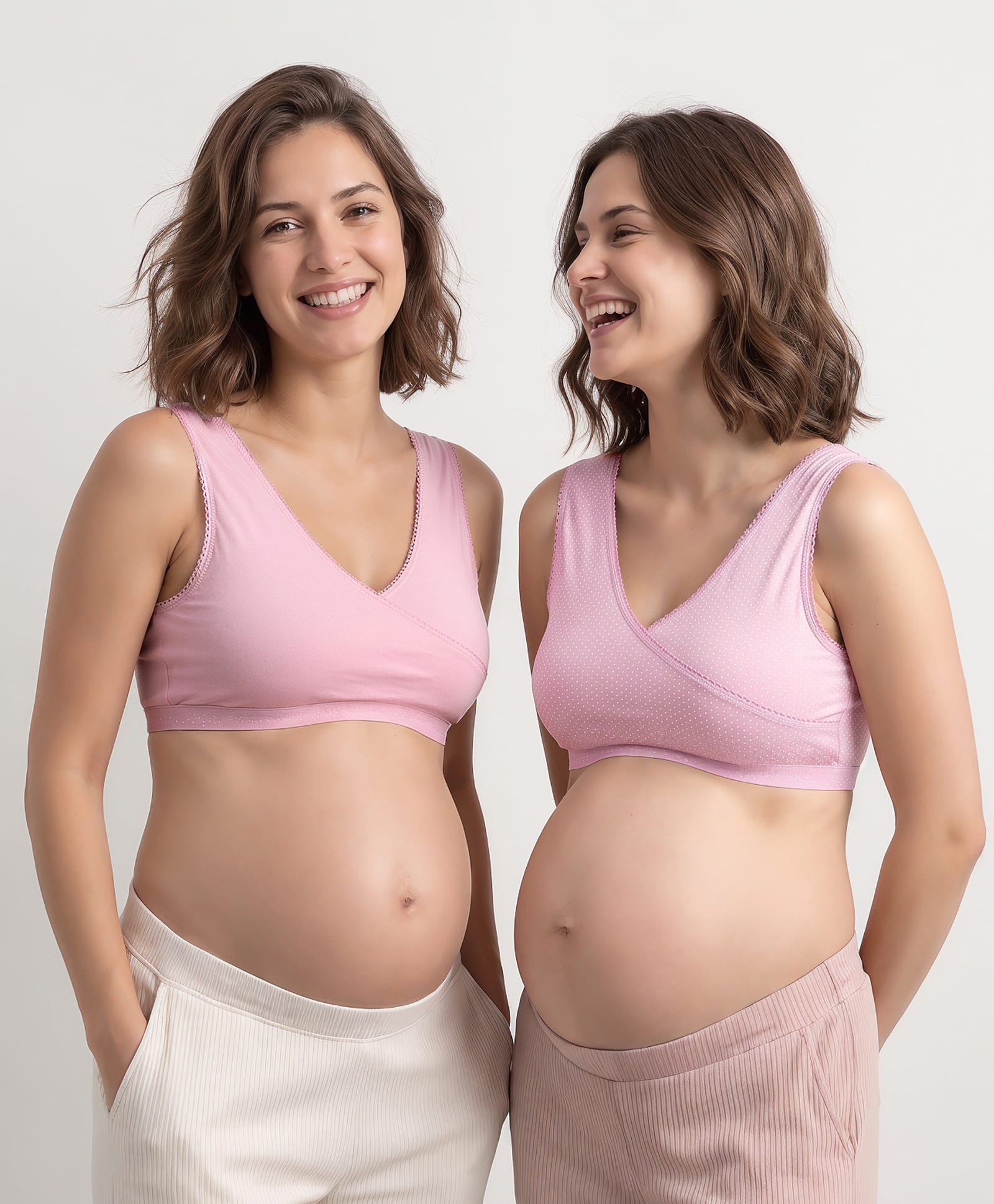 Bella Mama Cotton Blend Knit Sleep Bra With Polka Dot Print 34B Pack of 2 - Purple & Light Pink-image-7