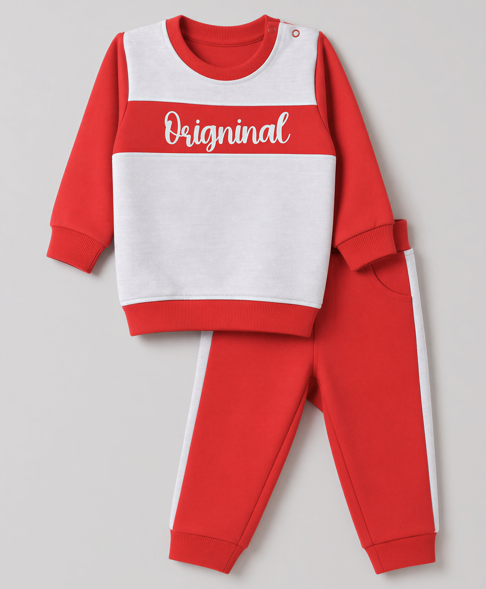 Doodle Poodle 100% Cotton Looper Terry Knit Full Sleeves Winter Wear Suit With Text Print - Dark Red-picture-12