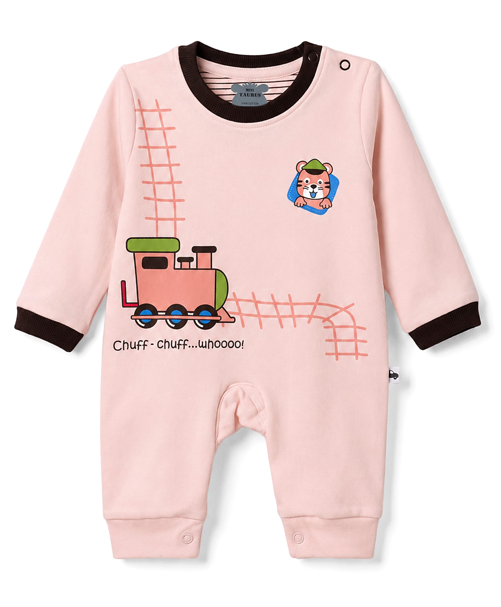 Mini Taurus Knitted Full Sleeves Romper With Vehicle Print - Light Peach-picture-27