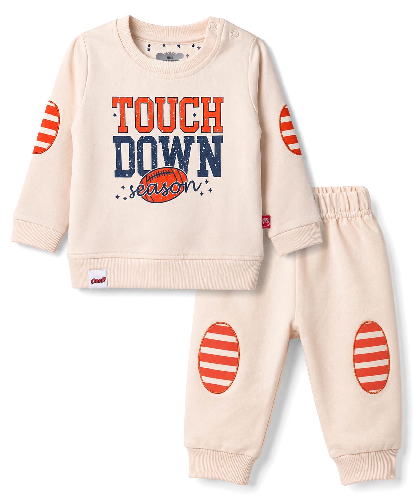 Mini Taurus 100% Cotton Knit Full Sleeves Text Printed T-Shirt & Pant Set - Light Peach-picture-28
