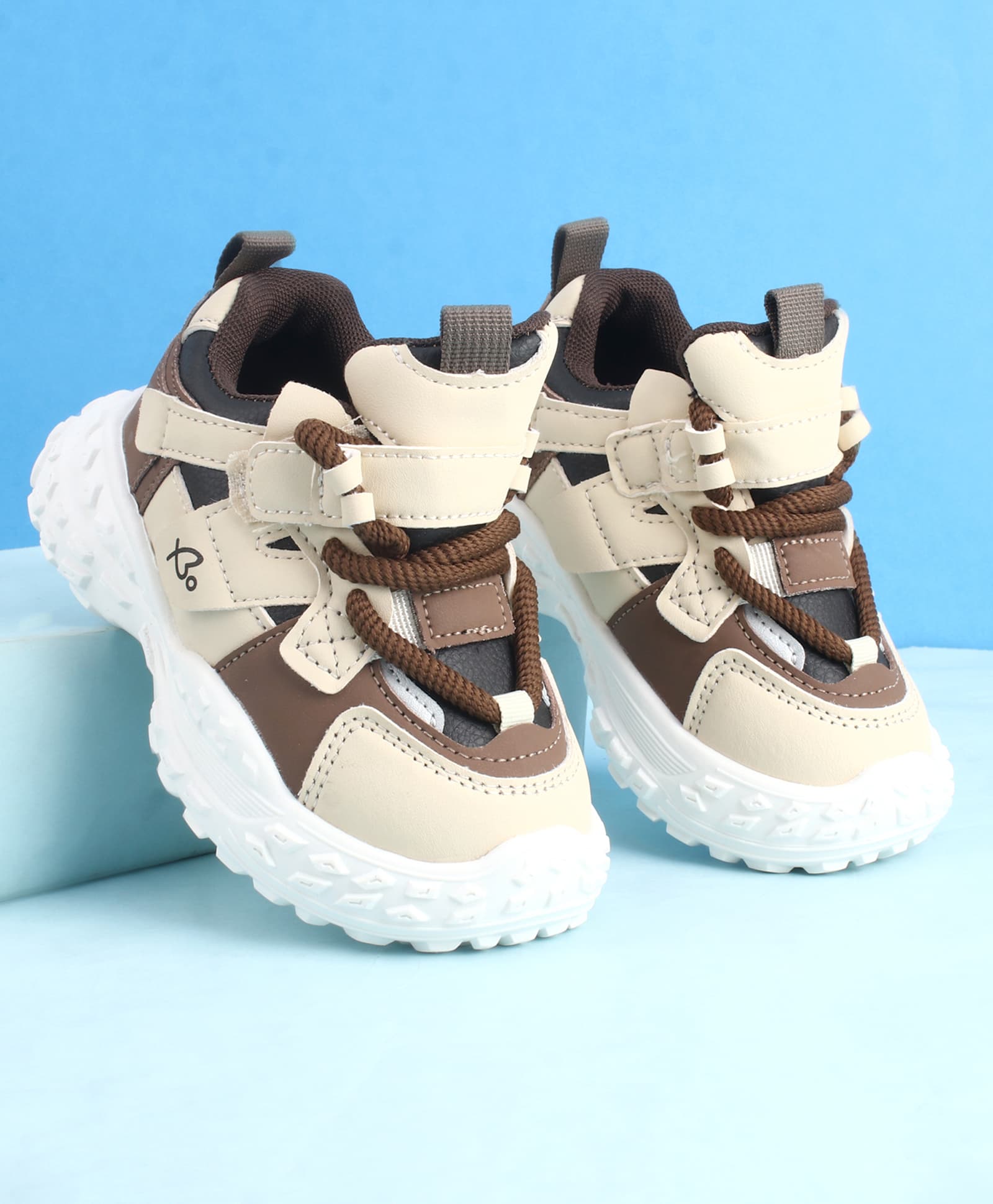 Babyoye Lace Up Solid Sneaker - Brown-image-22