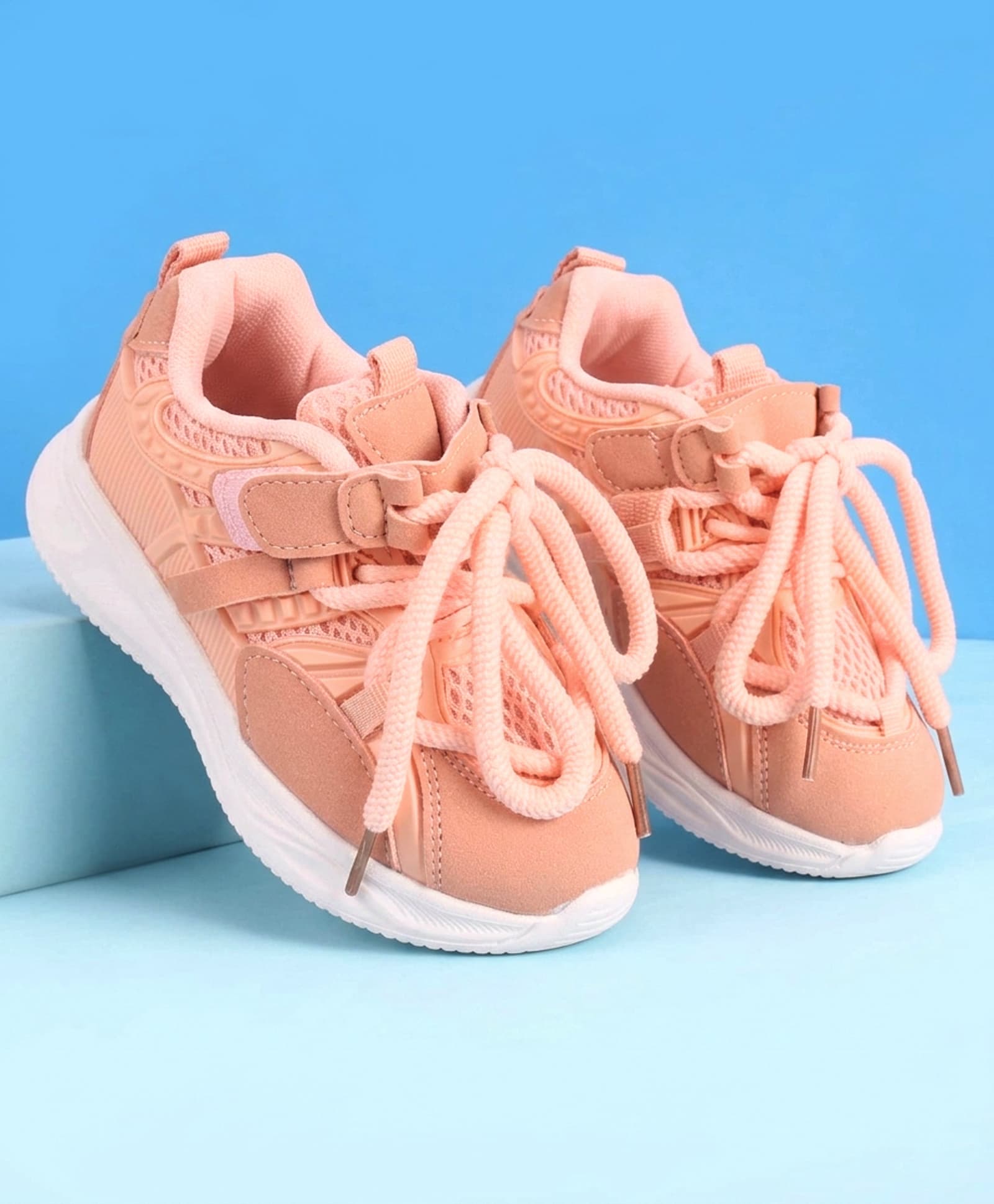 Babyoye Lace Up Solid Sneaker - Peach-picture-23