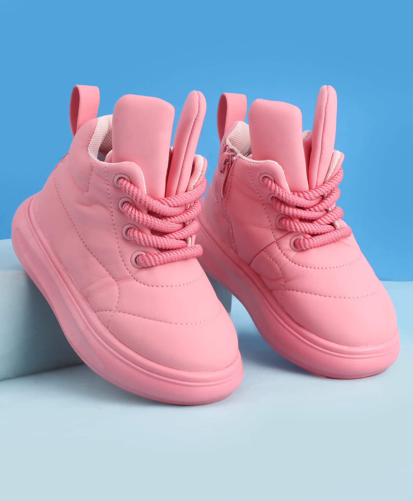Babyoye Lace Up Solid Sneaker - Pink-image-34