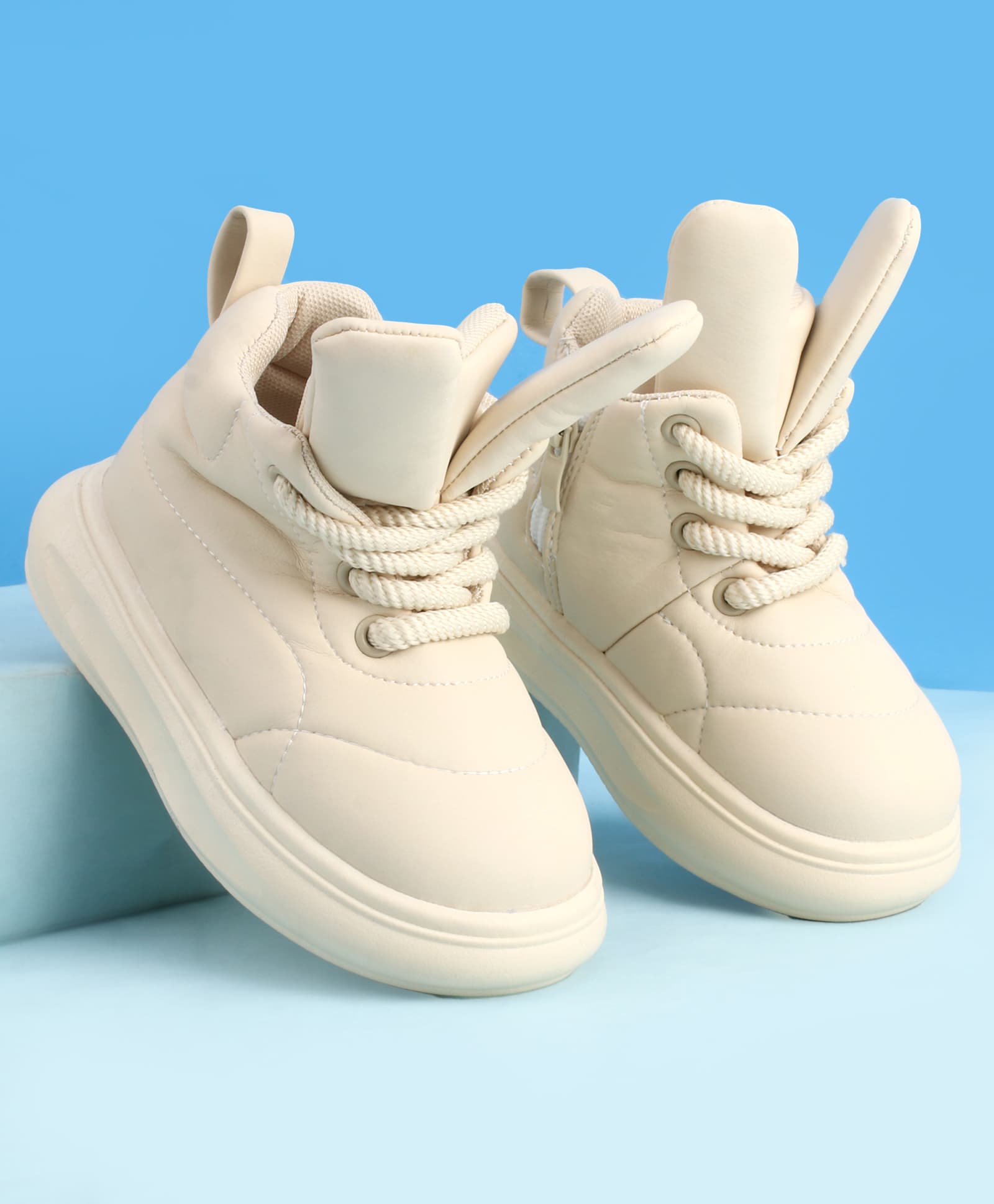 Babyoye Lace Up Solid Sneaker - Beige-image-39