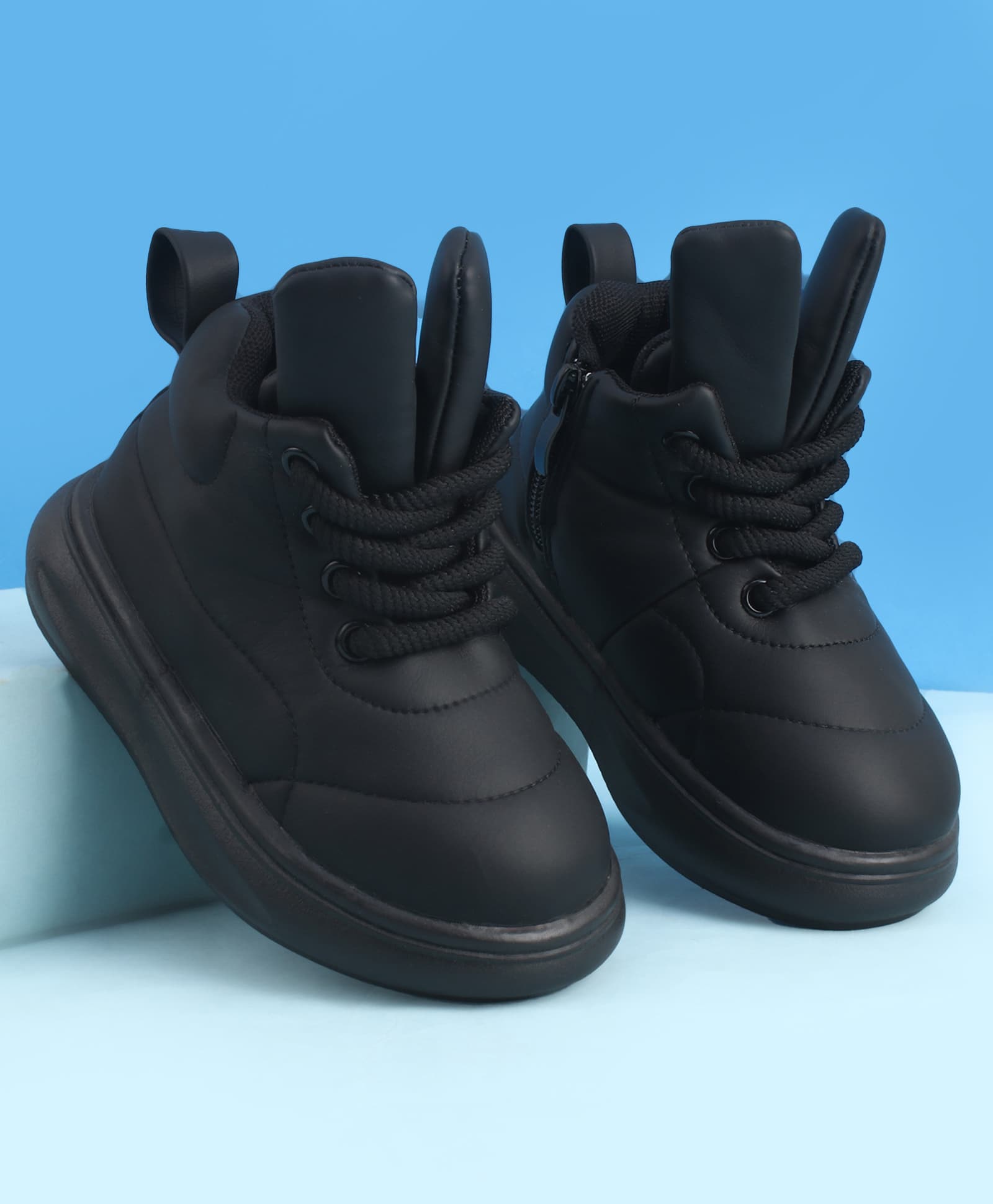 Babyoye Lace Up Solid Sneaker - Black-image-45