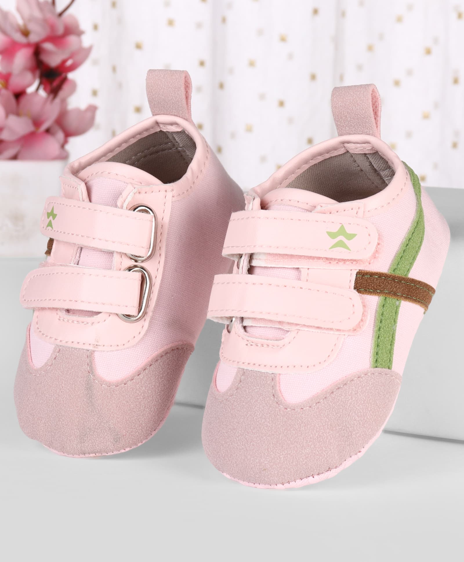 Cute Walk by Babyhug Velcro Closure Solid Booties - Pink-picture-14