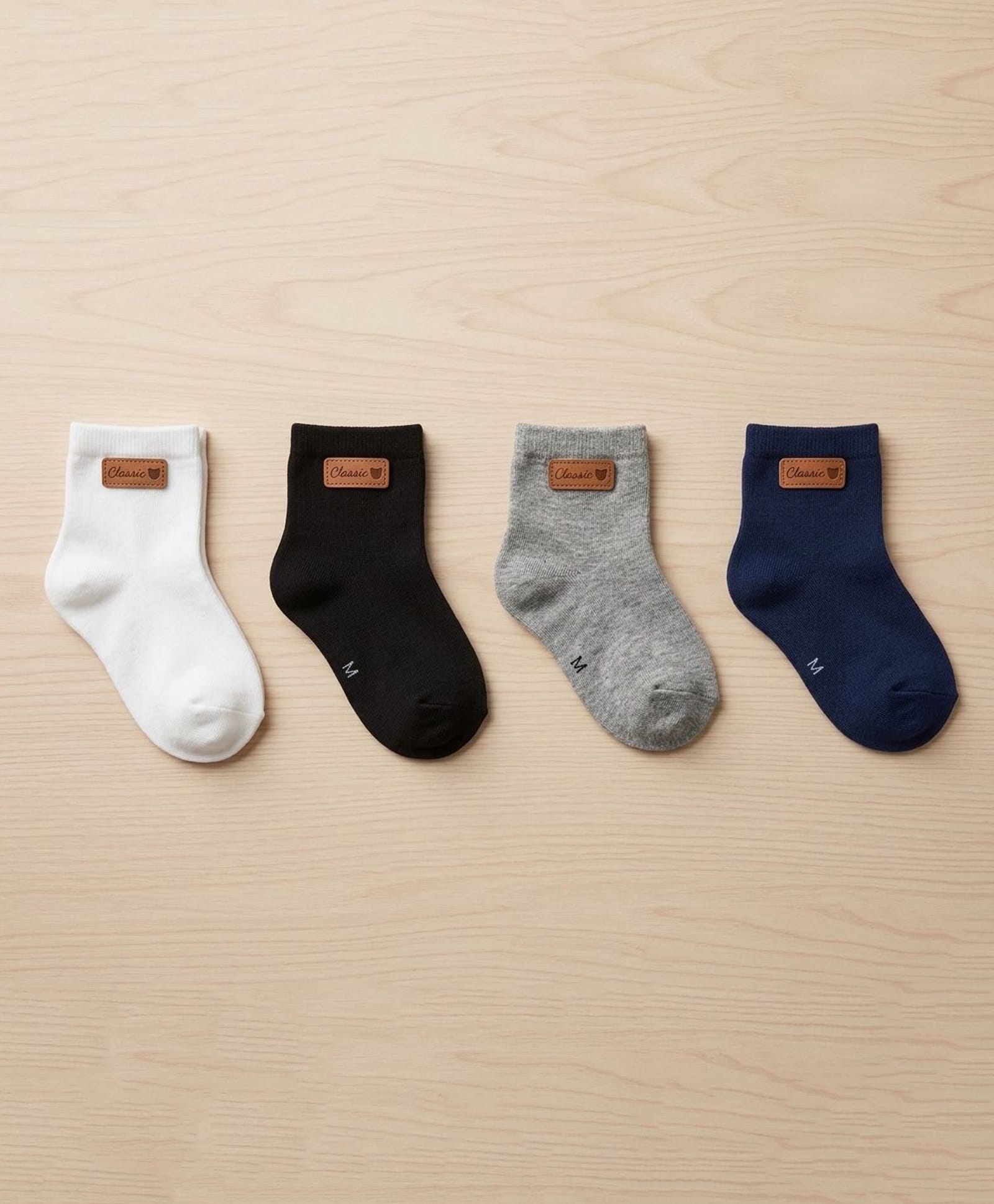Kidofash Cotton Spandex Knit Pack Of 4 Classic Text Patch Applique Detailed Socks - Grey-picture-22