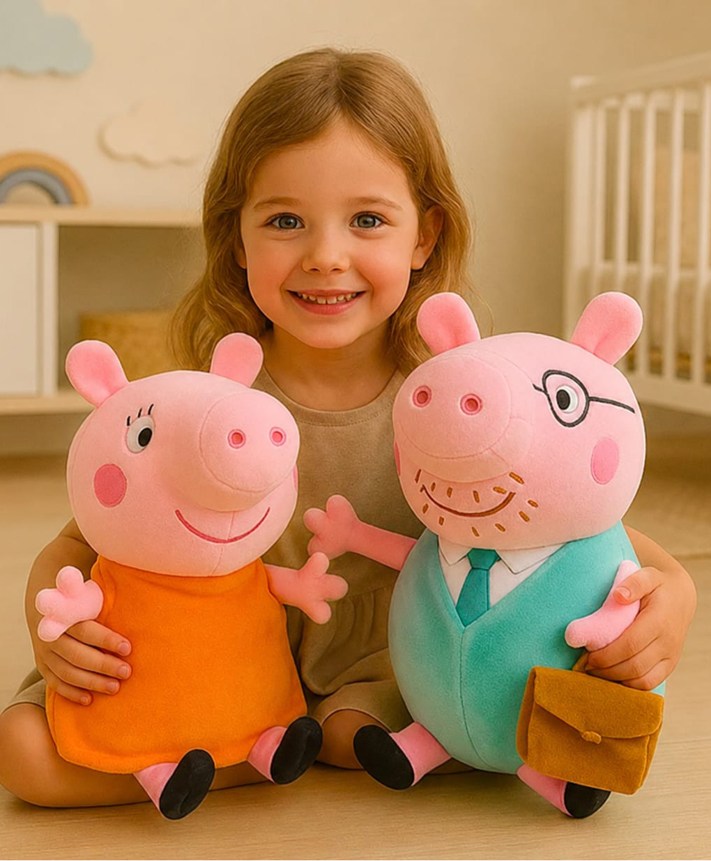 BESTIES 30 cm Mummy Brother Pig and Daddy Pig Soft Toys Combo Blue Pink-image-18