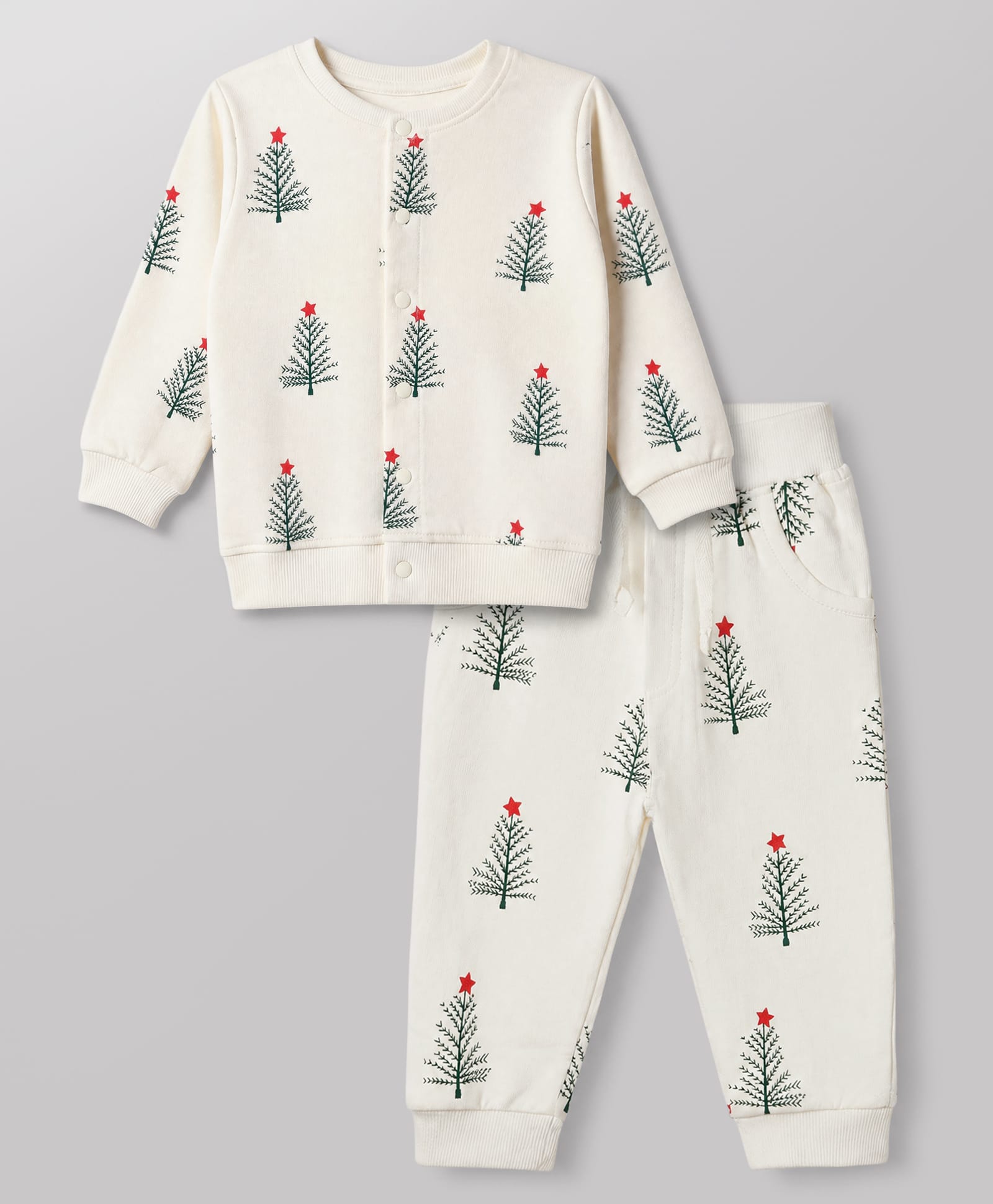 Doodle Poodle Light Weight 100% Cotton Light Weight Looper Terry Knit Full Sleeves Winter Wear Suit - White-picture-30
