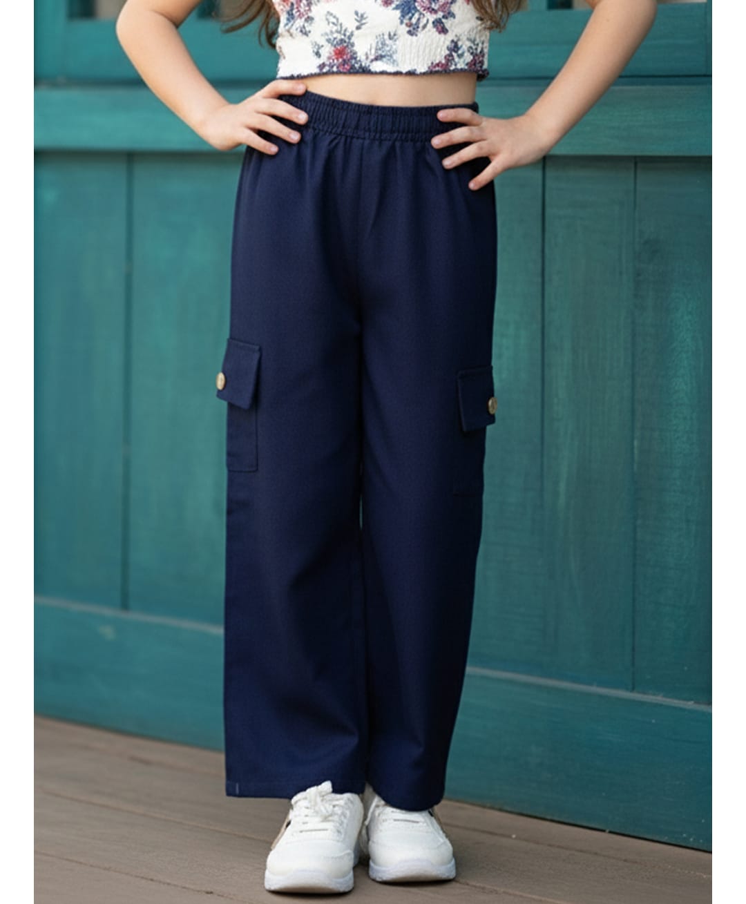 Cutiekins Woven Solid Cargo Style Pants - Navy Blue-picture-13
