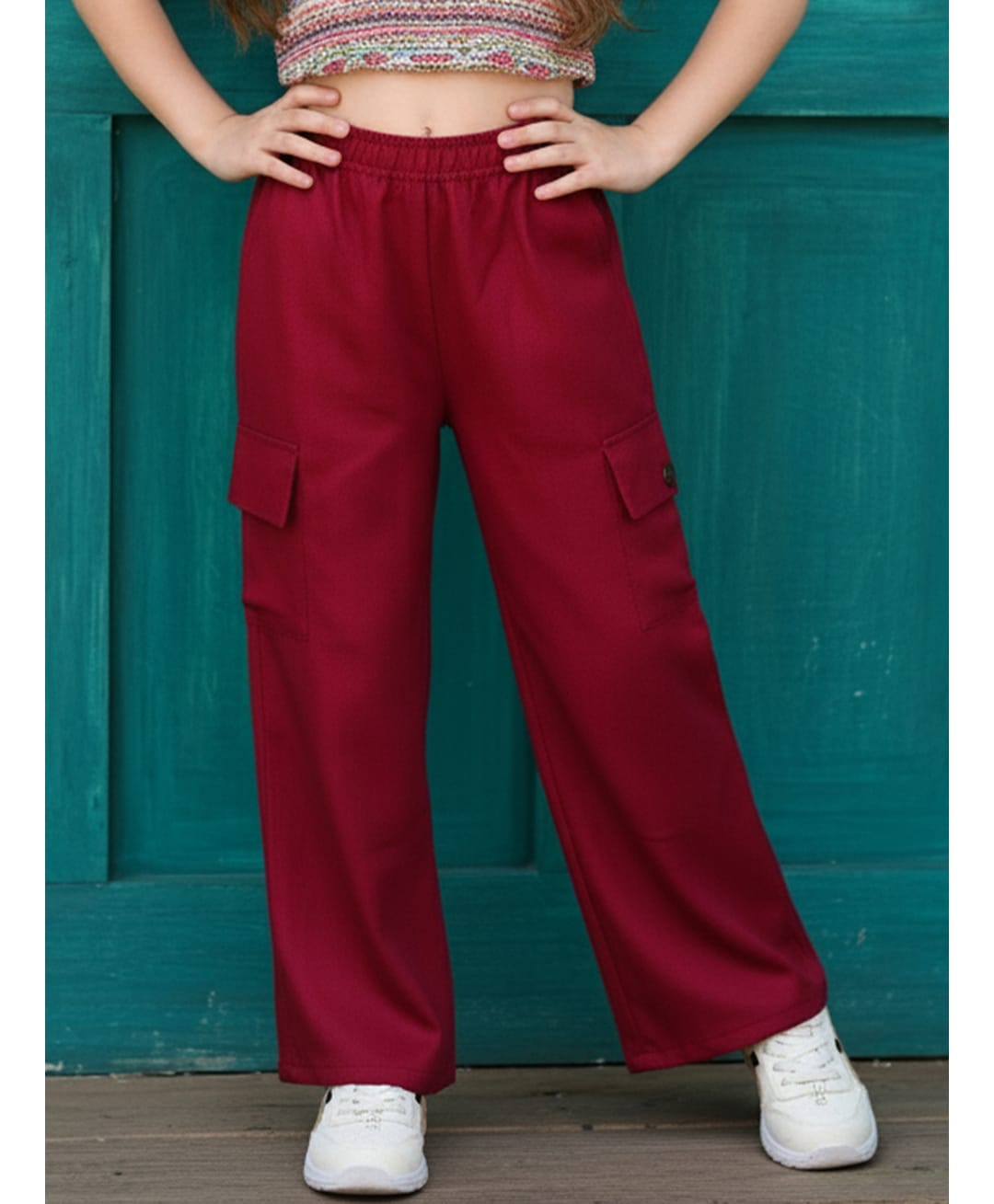 Cutiekins Woven Solid Cargo Styled Pants - Maroon-picture-25