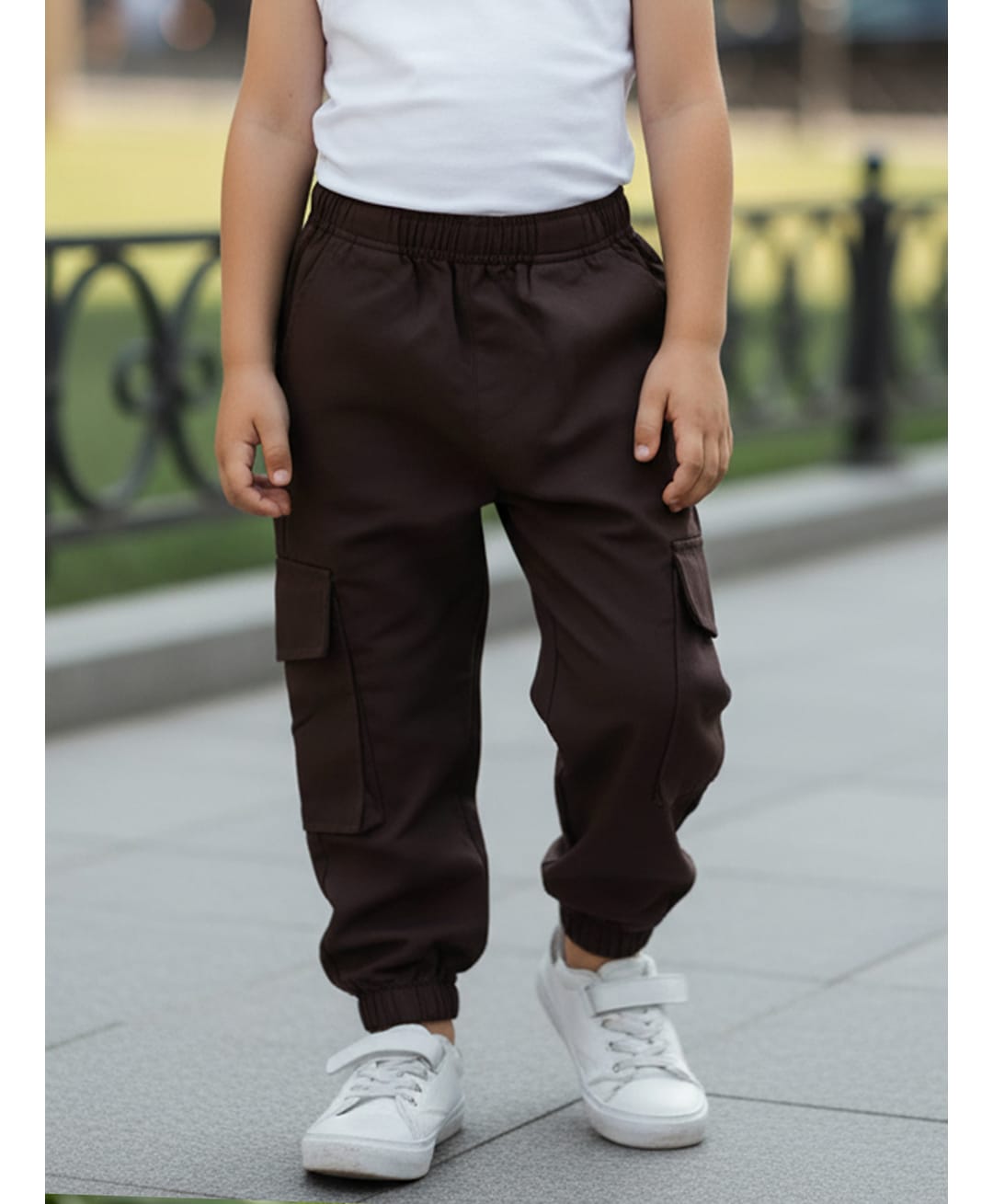Cutiekins Cotton Woven Solid Cargo Pants - Coffee Brown-picture-10