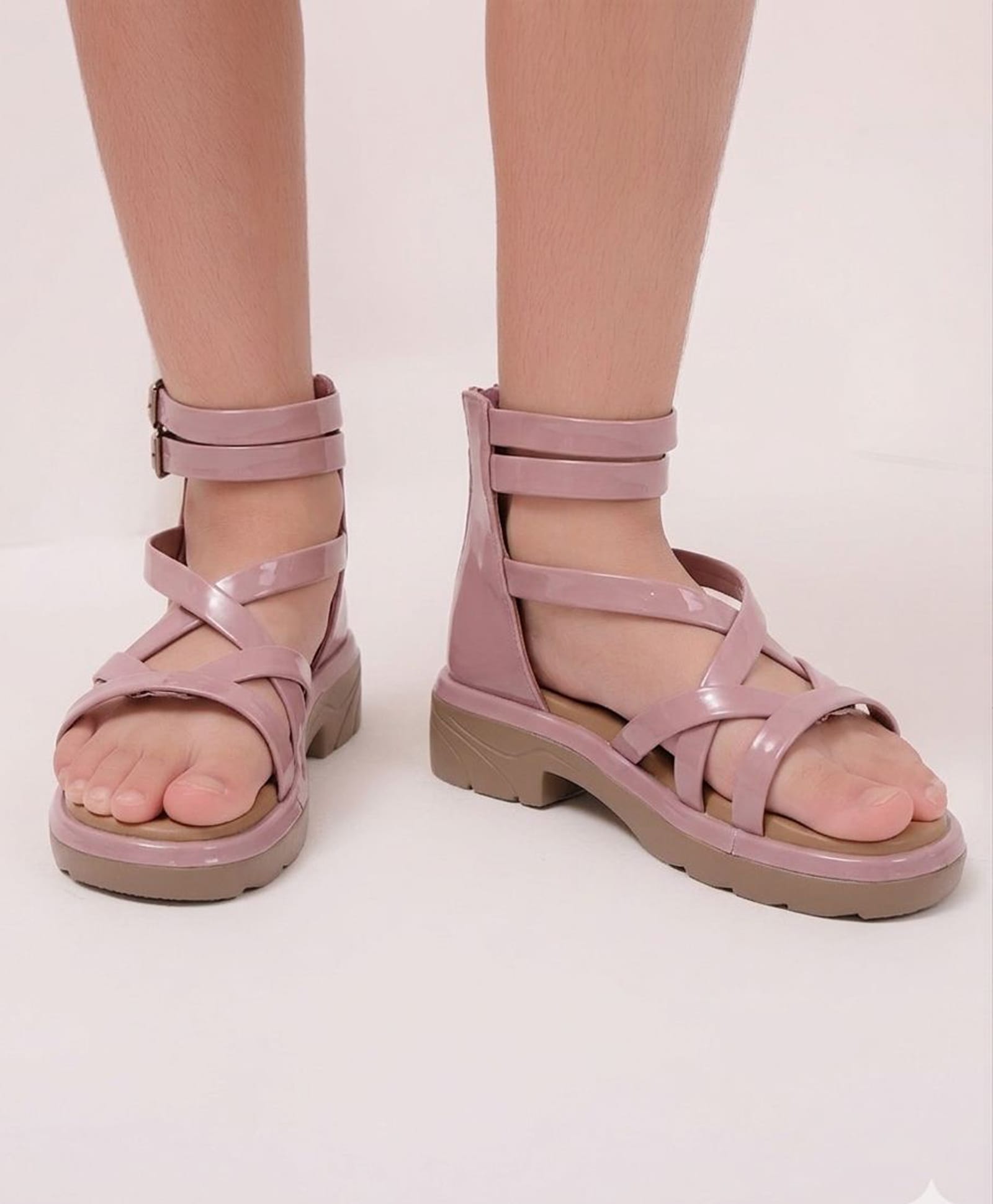 Freeplay Solid Zip Closure Gladiator Sandals - Mauve-picture-19