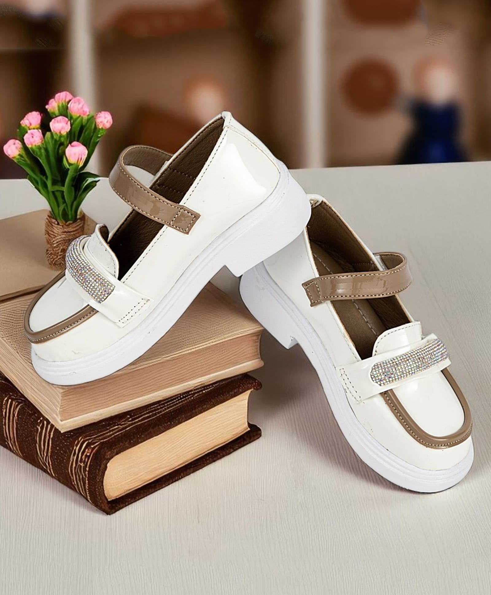 Freeplay Stones Embellished Velcro Closure Sandals - White-picture-13