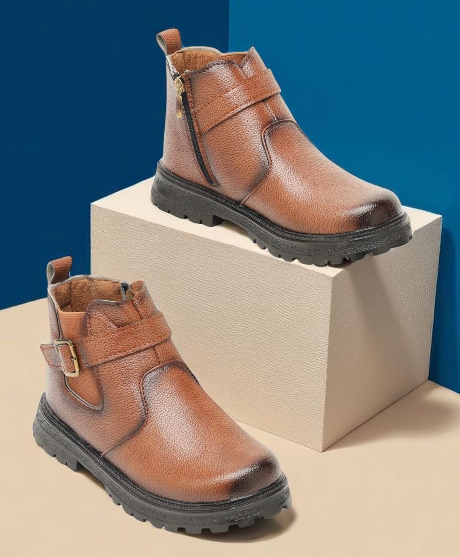 Freeplay Buckle Closure Textured Boots - Tan-picture-23