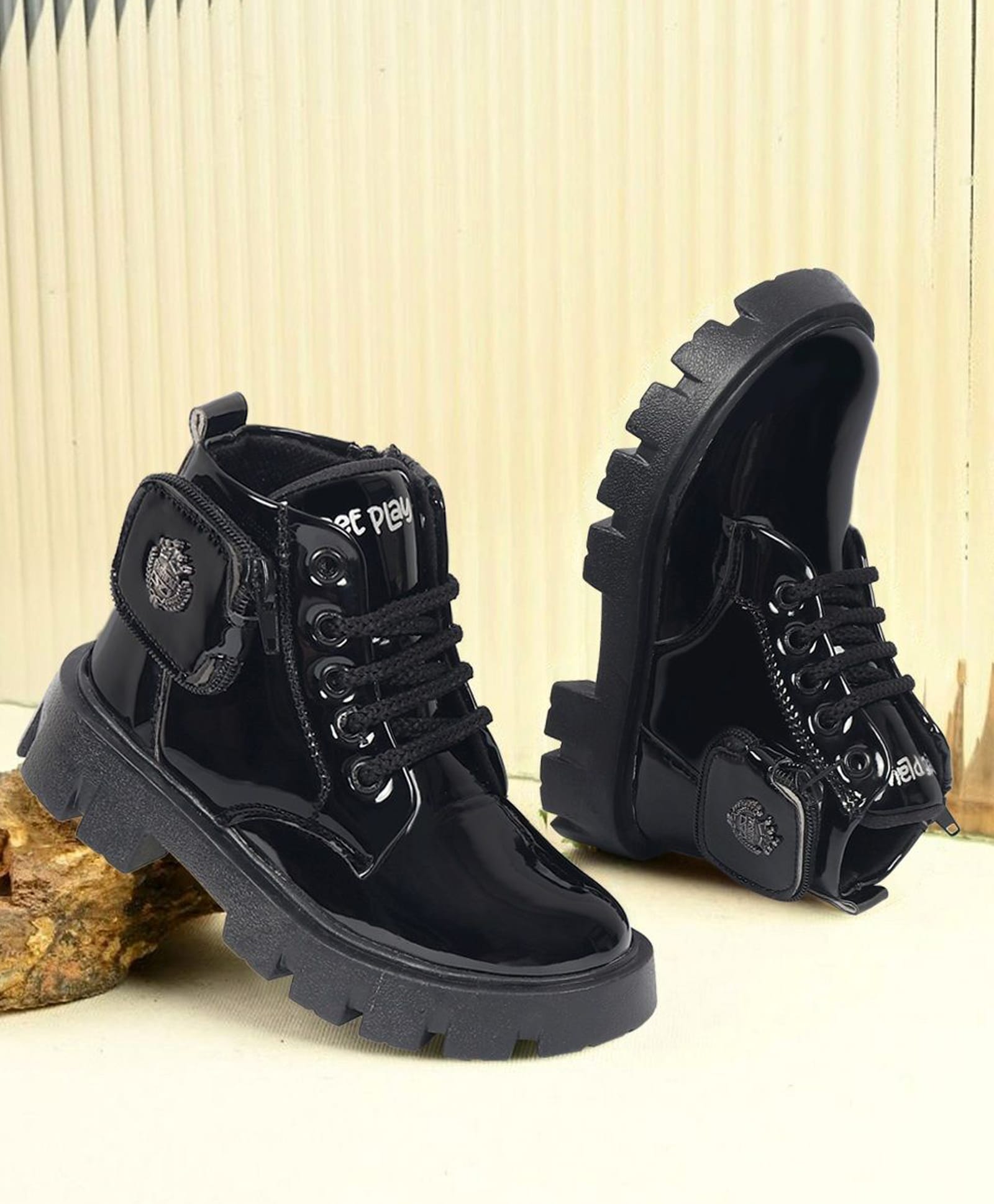 Freeplay Crown Embellished Lace Up Boots - Black-picture-33