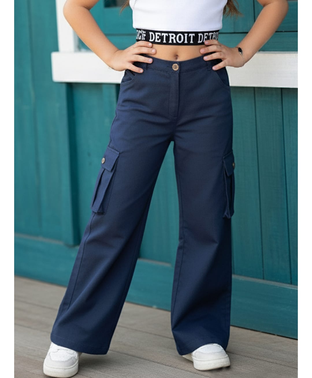 Cutiekins Woven Solid Cargo Pants - Navy Blue-picture-33