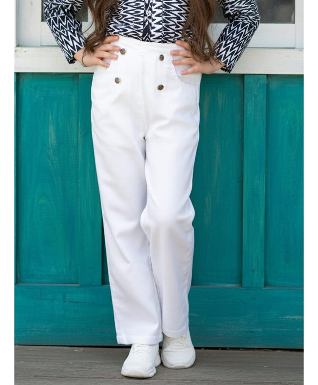 Cutiekins Woven Buttons Detailed Pants - White-picture-25