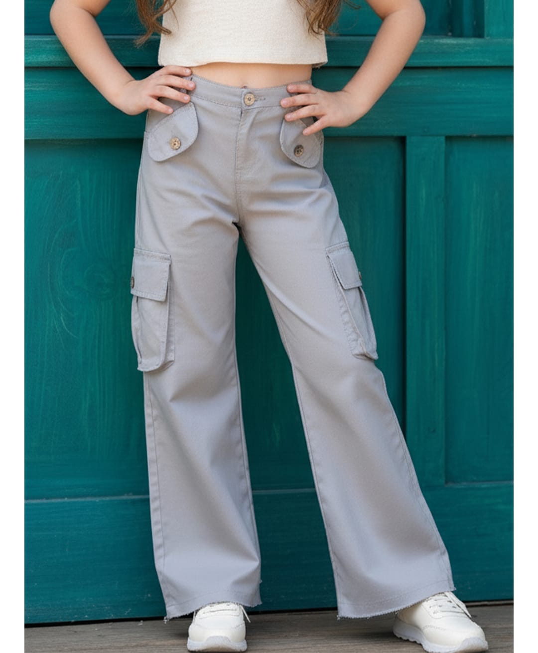 Cutiekins Woven Solid Cargo Style Pants - Grey-picture-20