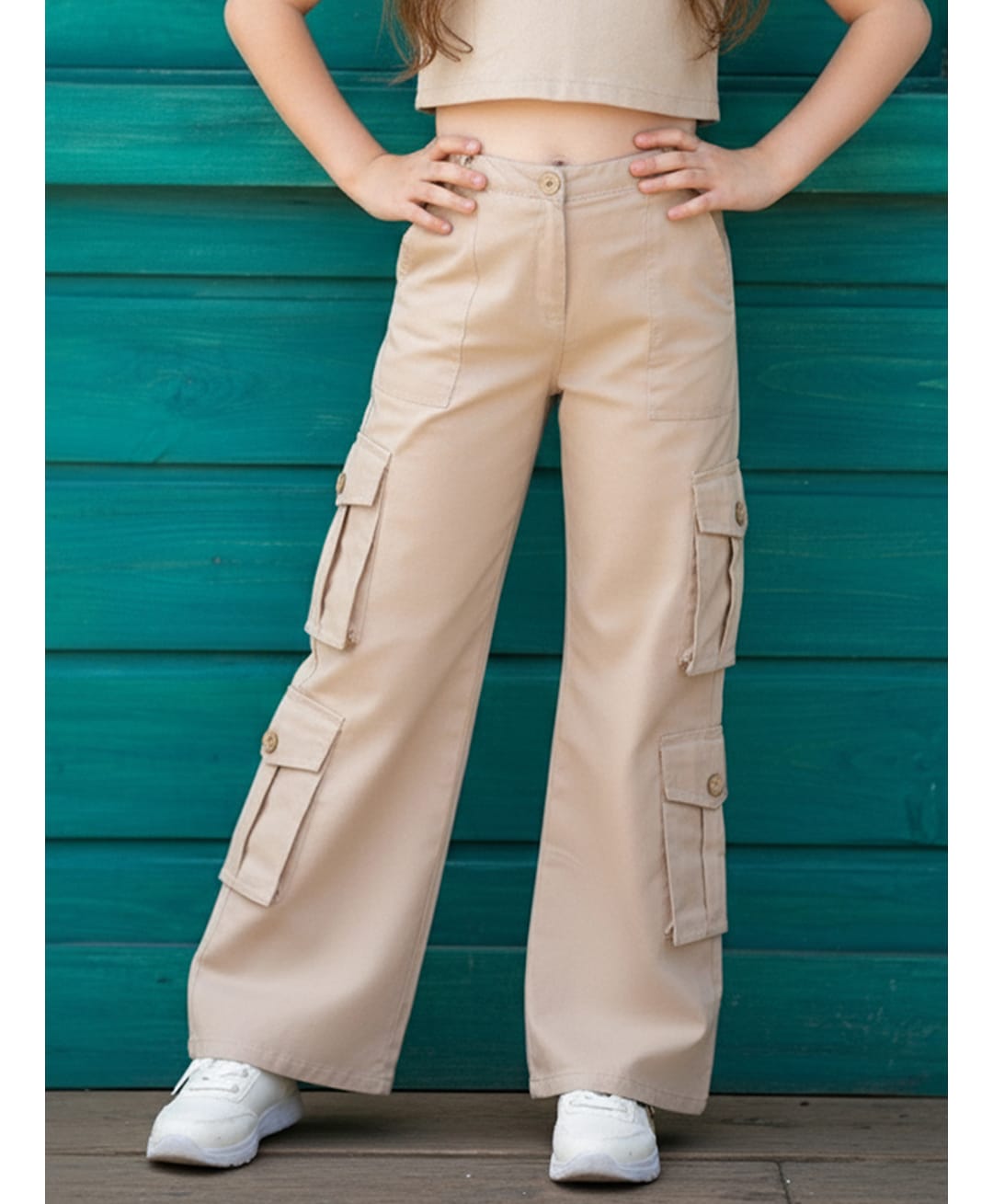 Cutiekins Woven Solid Cargo Style Pants - Beige-image-28