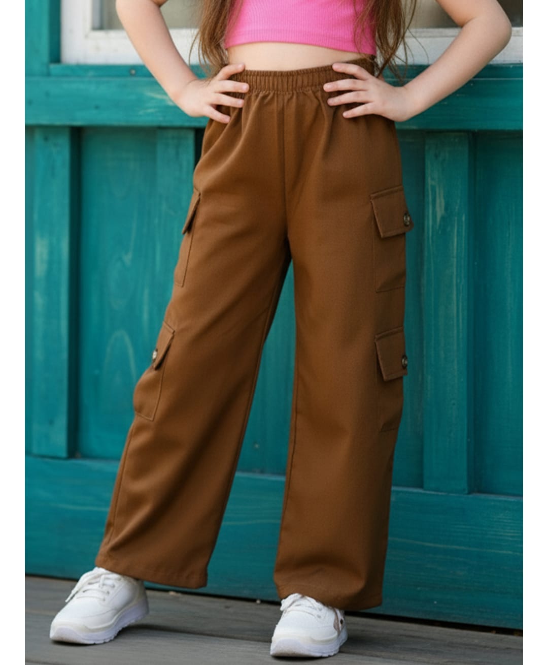 Cutiekins Woven Solid Cargo Style Pants - Camel Brown-picture-18