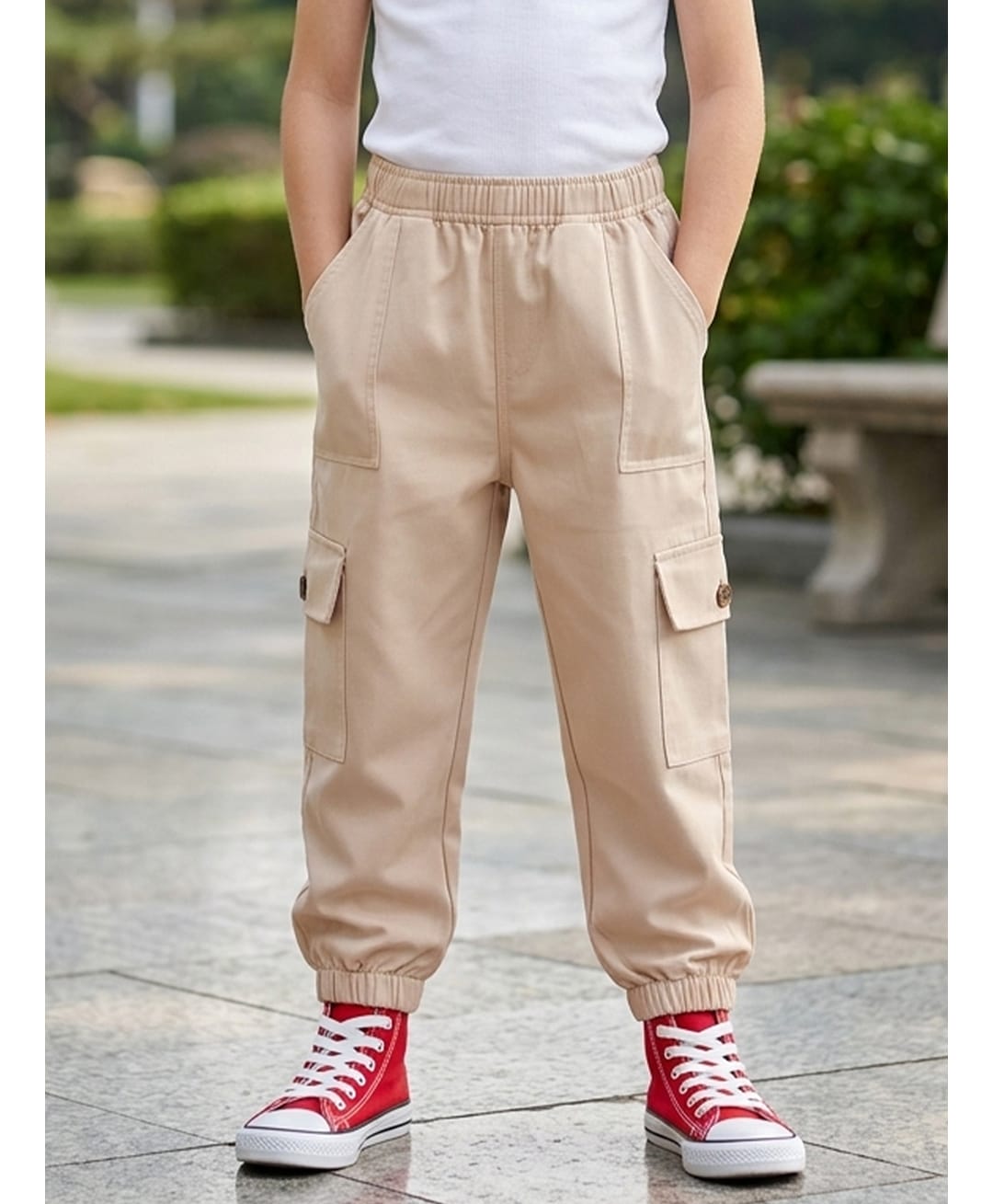 Cutiekins Cotton Woven Solid Cargo Pants - Beige-picture-21