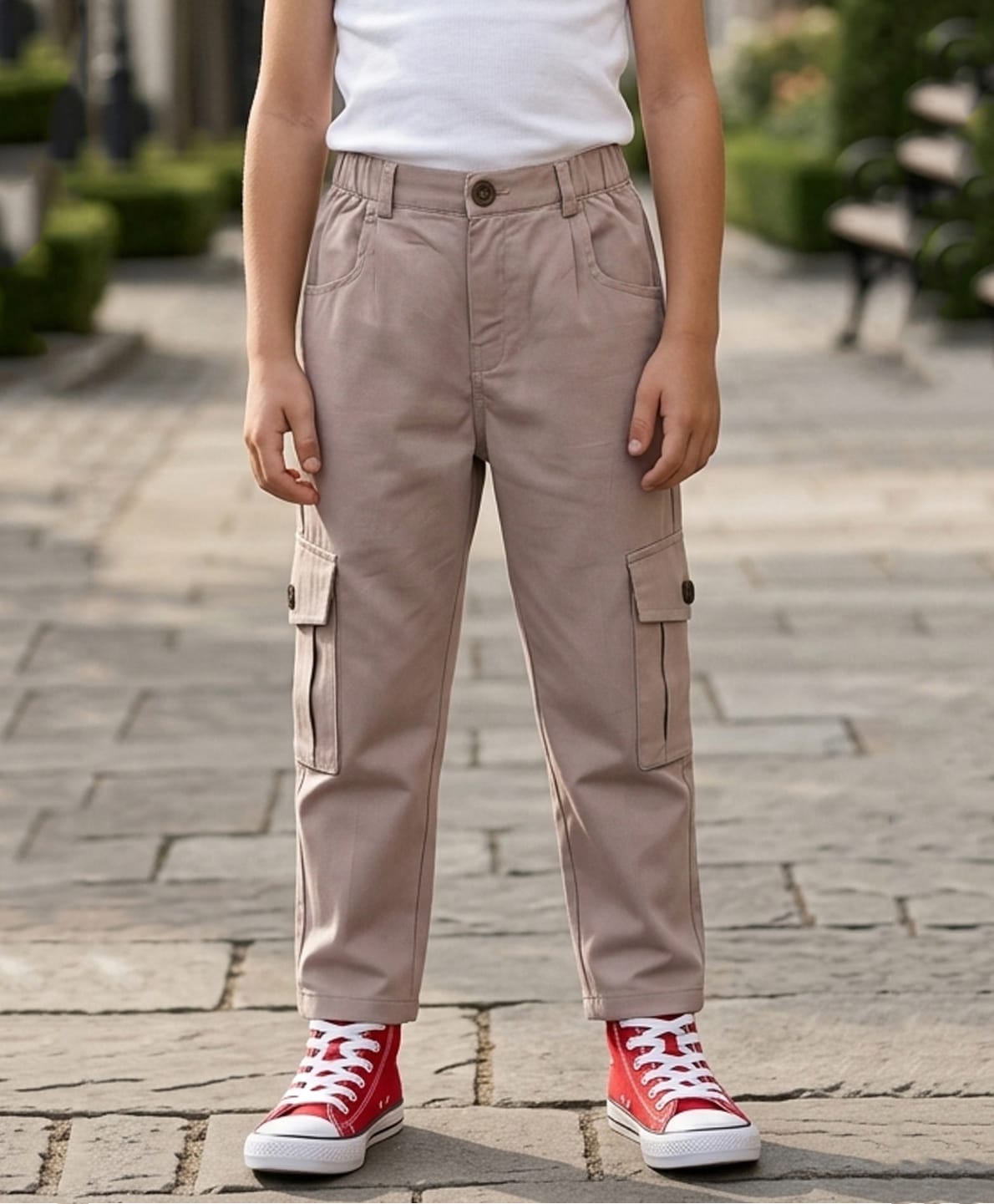 Cutiekins Cotton Woven Solid Cargo Pants - Beige-picture-20