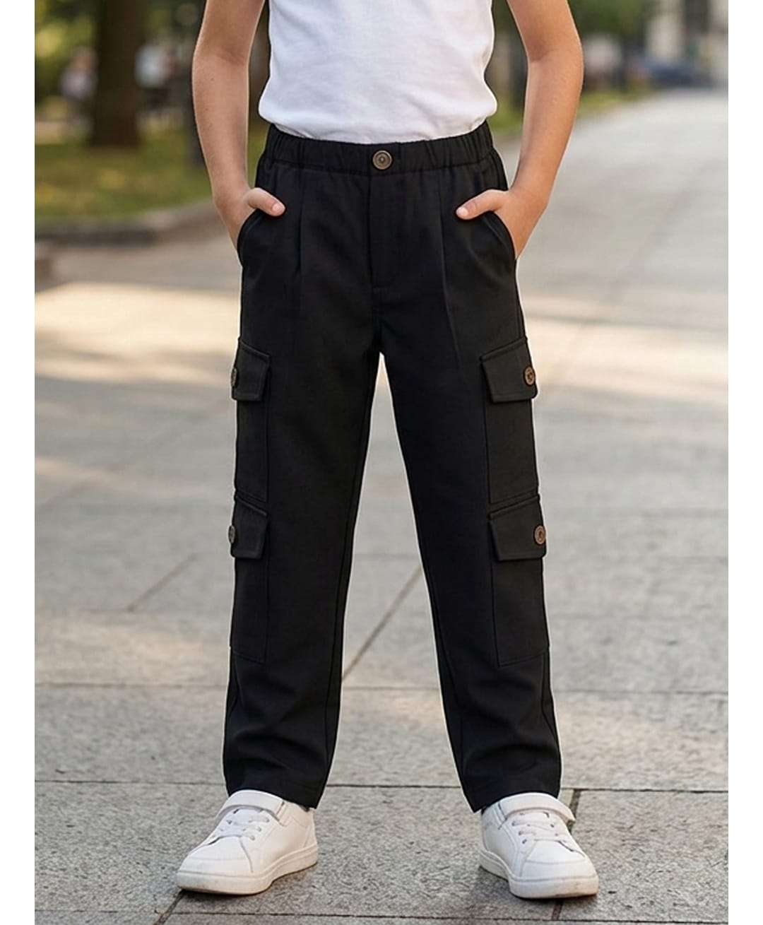 Cutiekins Cotton Woven Solid Cargo Style Pants - Black-picture-25
