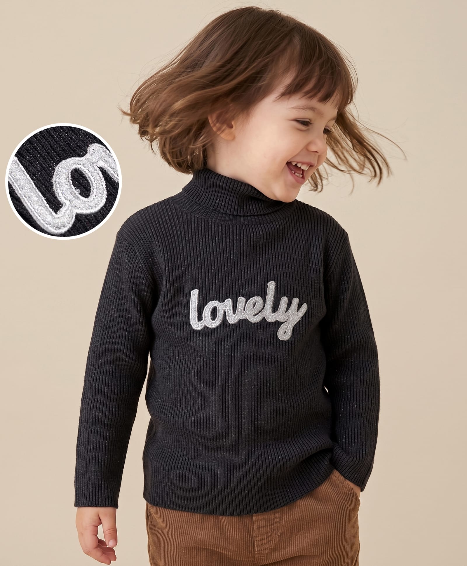 Babyhug Knit Full Sleeves Text Embroidered Pullover Sweater - Black-image-45