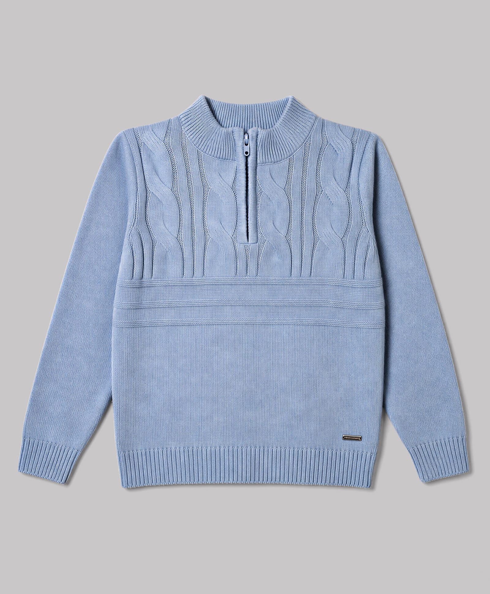 Yellow Apple Knit Full Sleeves Solid Colour Winter T-Shirts with Cable Knit Design - Light Blue-picture-20