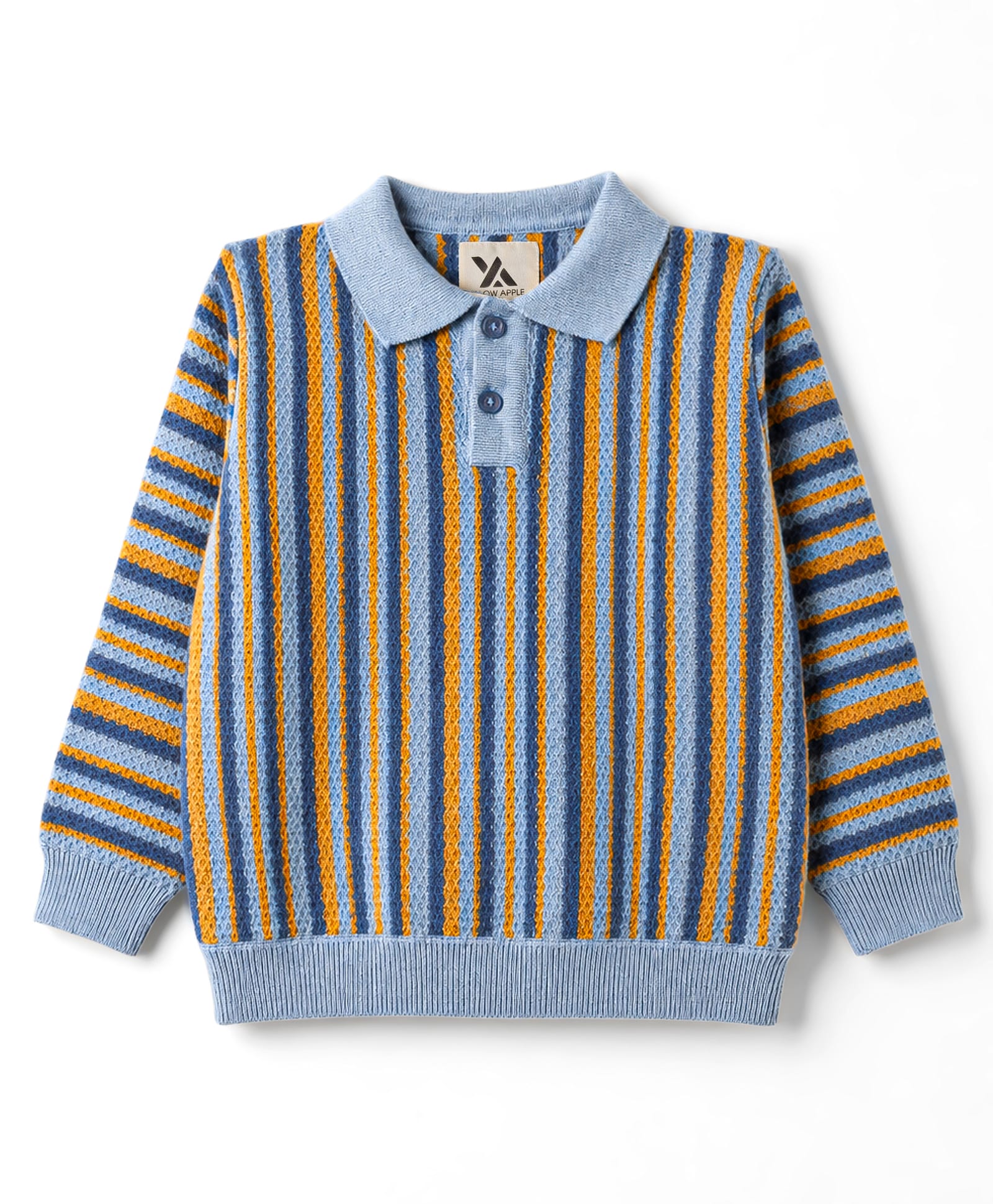 Yellow Apple Knit Full Sleeves Striped Winter T-Shirt - Sky-image-49