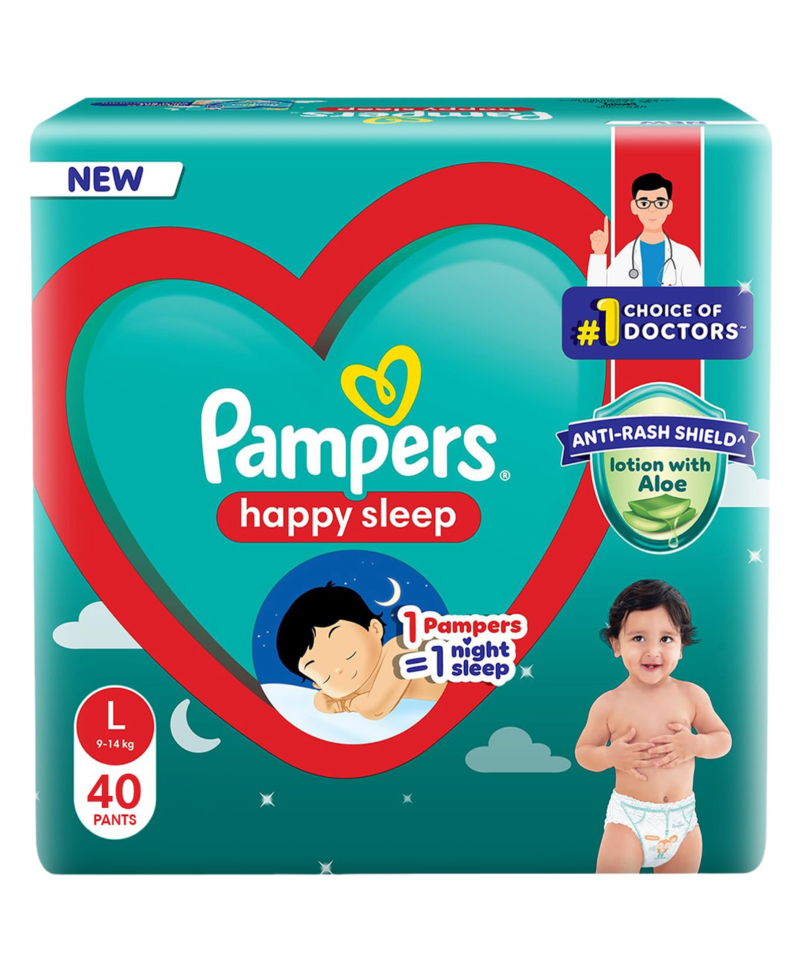 Pampers Happy Sleep Pant Style Baby Diaper (L) 1 Pampers = 1 Night Sleep with Anti Rash Shield ( 7 to 12 Kg )- 40 Pieces-picture-16