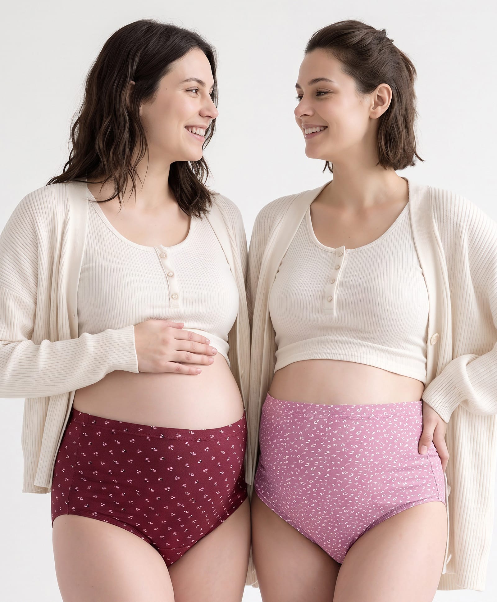 Bella Mama Cotton Elastane Knit High Coverage Panty Set With Bees Print Pack Of 2 - Maroon & Pink-picture-12
