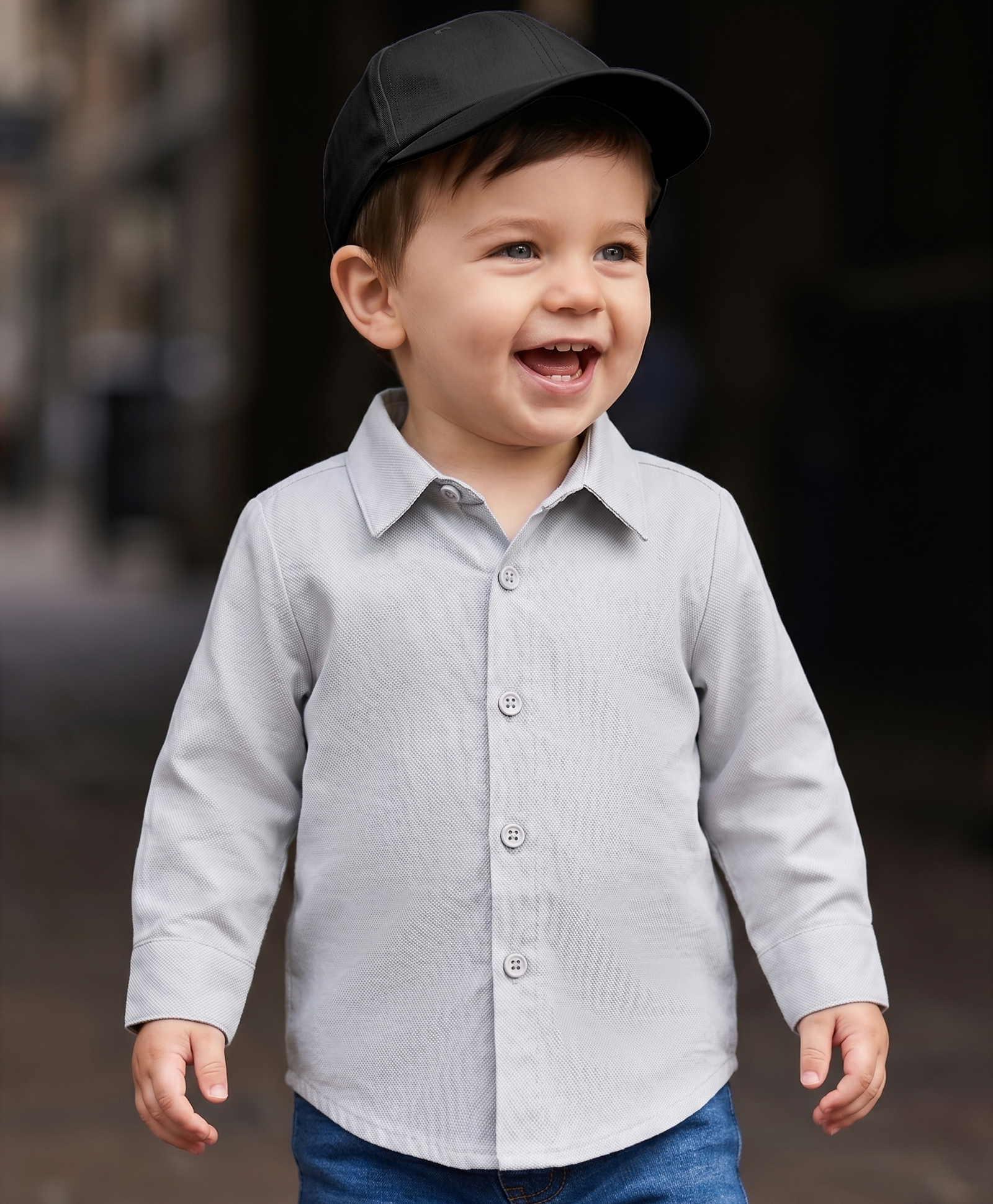 Babyoye Interlock Knit Dobby Fabric Solid Party Shirts - Grey-picture-14