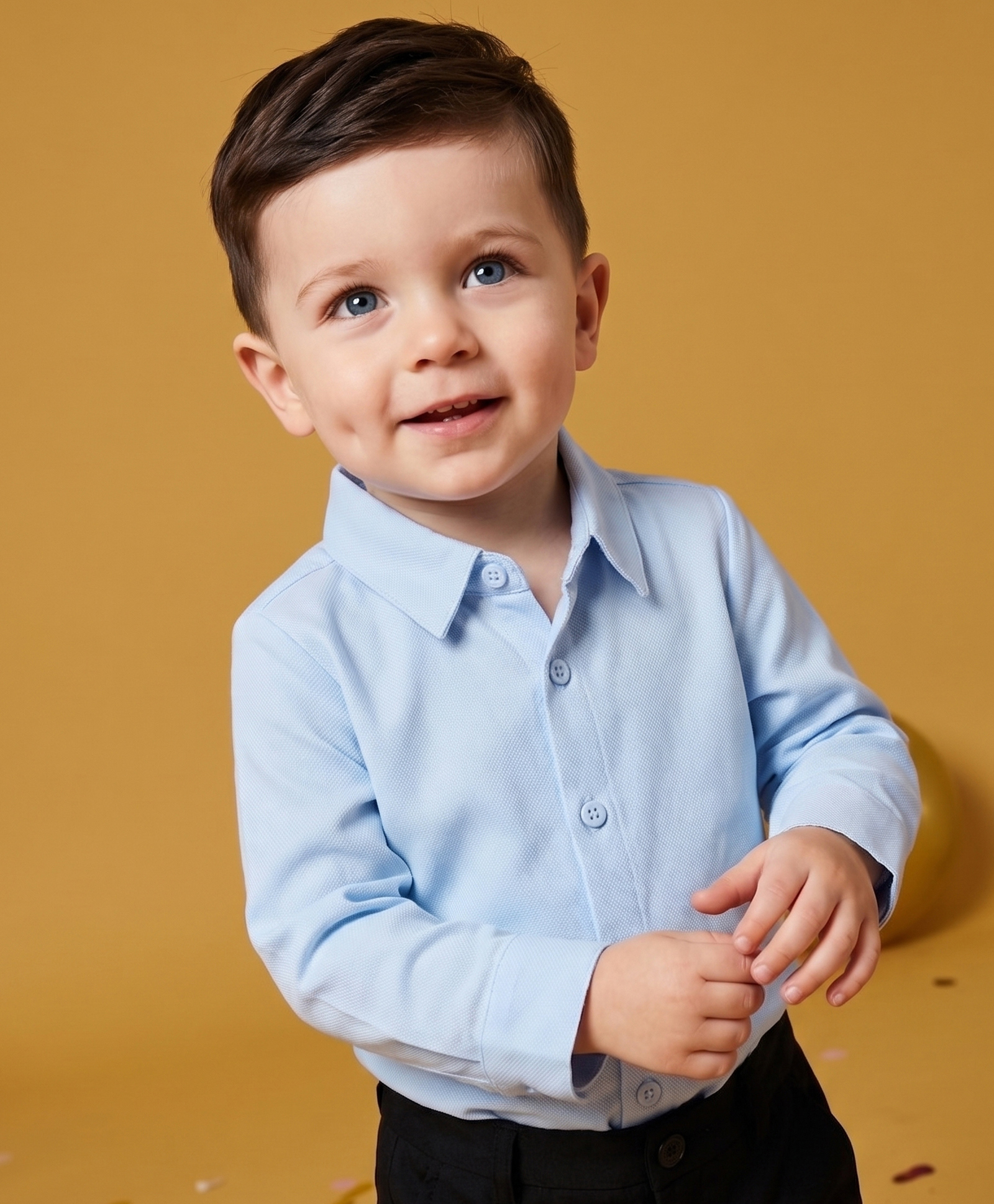 Babyoye Interlock Knit Full Sleeves Solid Party Shirt - Blue-picture-16