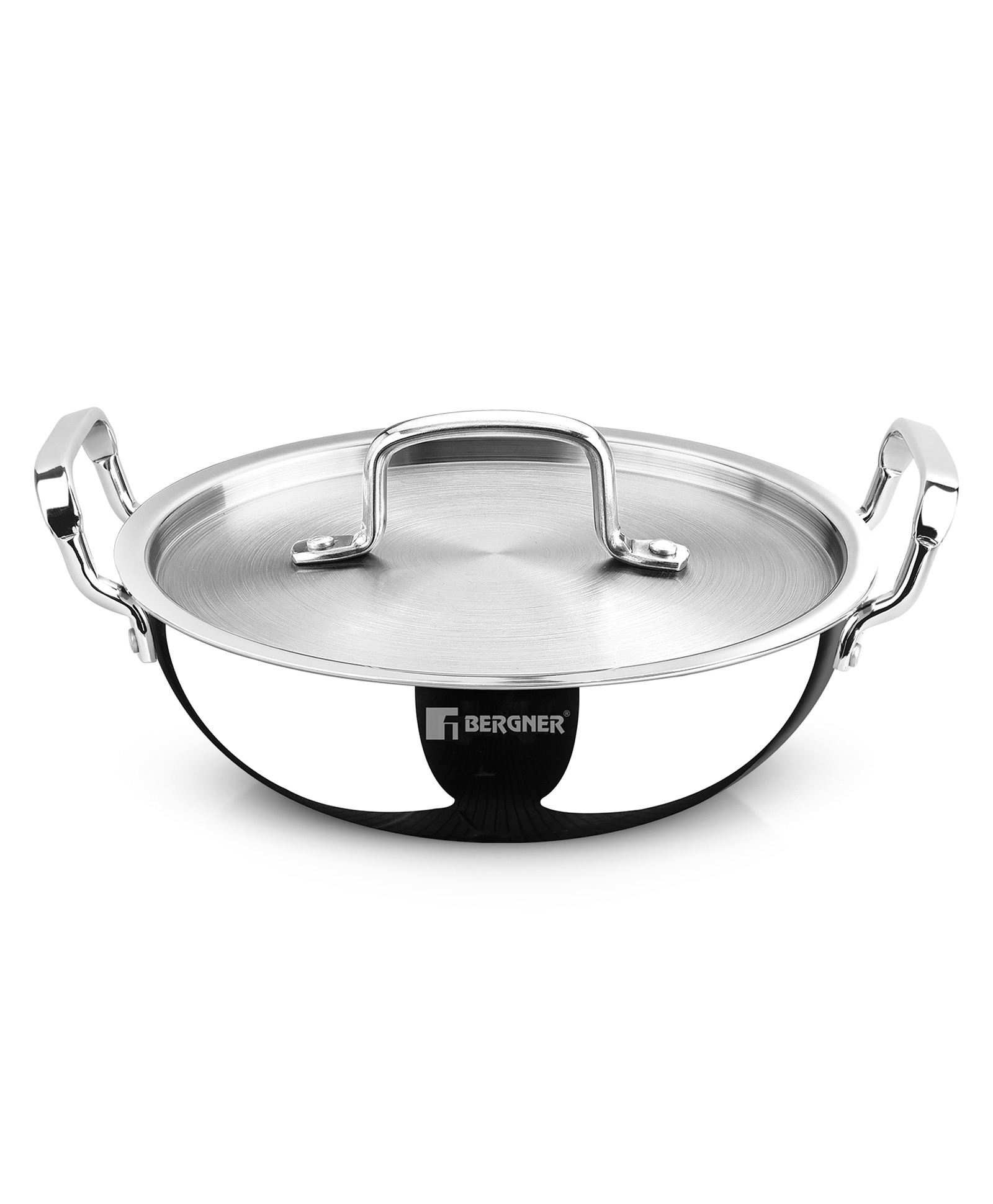 Bergner Tripro Triply Stainless Steel Deep Kadai / Indian Wok with Lid, 32 cm, 6 Litre- Silver-image-47