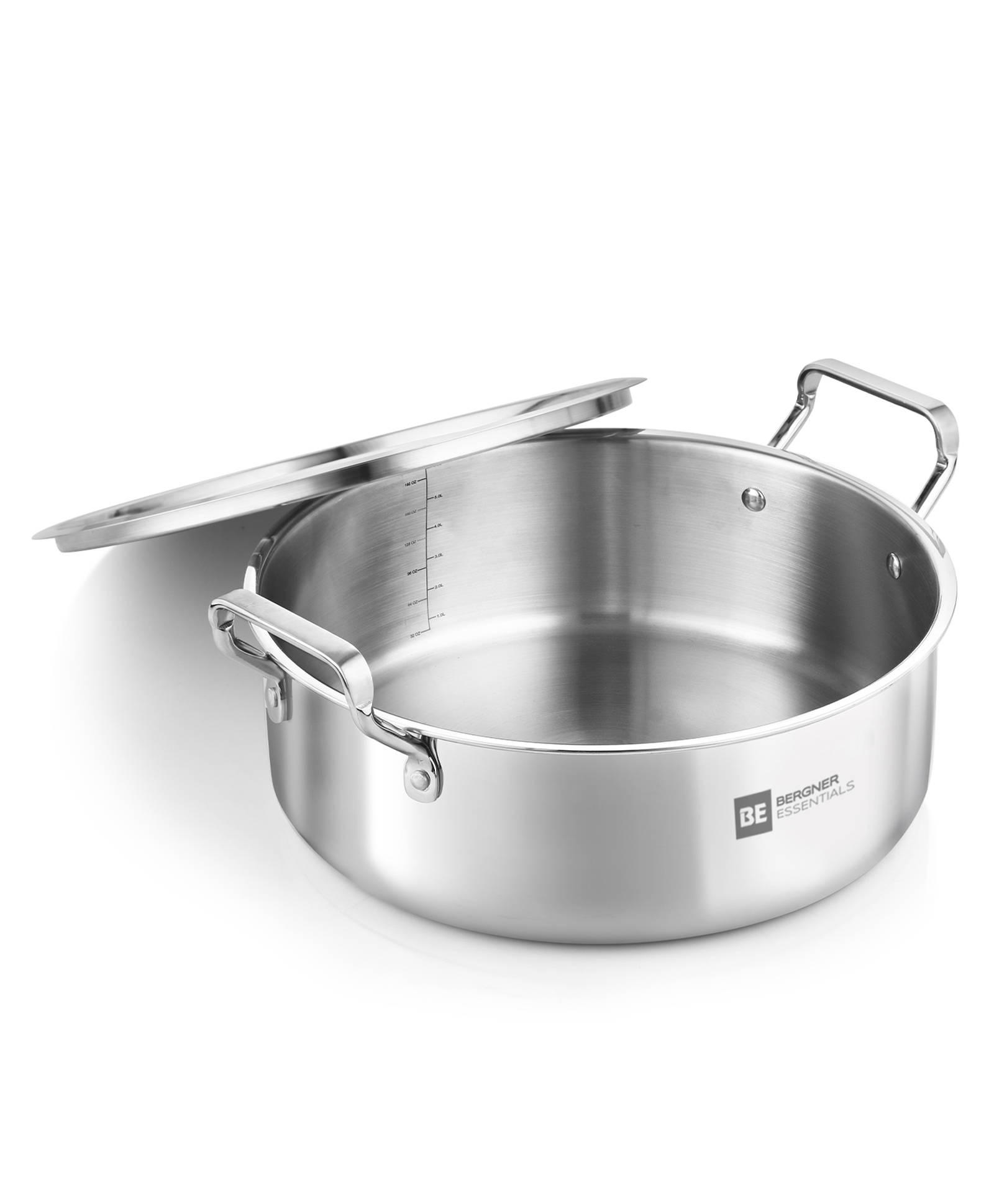 Bergner Essentials TriPly Stainless Steel Shallow Tope/Langri Biryani Pan with Stainless Steel Lid, Induction & Gas Compatible, 5-Year Warranty- Capacity 3.9 Litre-image-19