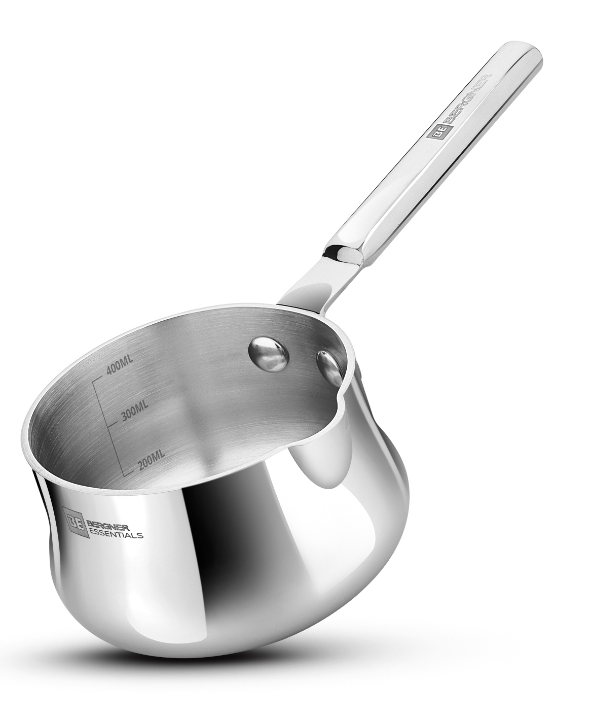 Bergner BE Bergner Essentials Tri-Ply 10 cm (550 ml) Stainless Steel Coffee Warmer / Milk Warmer, Even & Faster Heating, Food safe, Durable, Easy to Pour, Serve & Clean - Induction Bottom, Stove ready-image-34