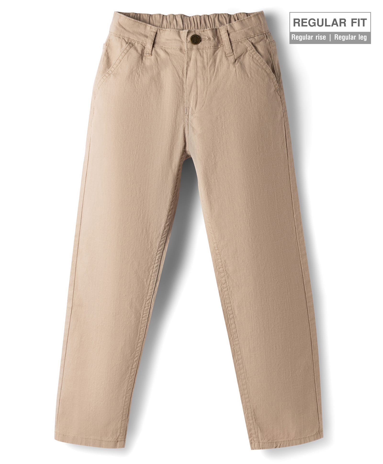 Pine Kids Denim Woven Full Length Solid Color Trousers - Beige-picture-23