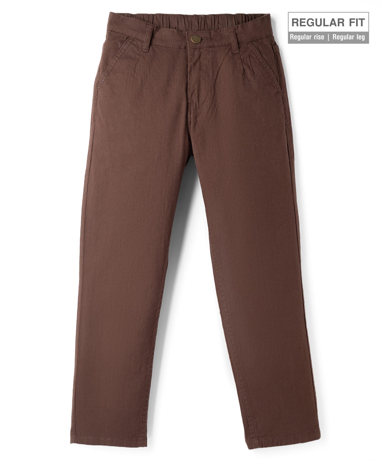 Pine Kids Denim Woven Full Length Solid Color Trousers - Brown-picture-20