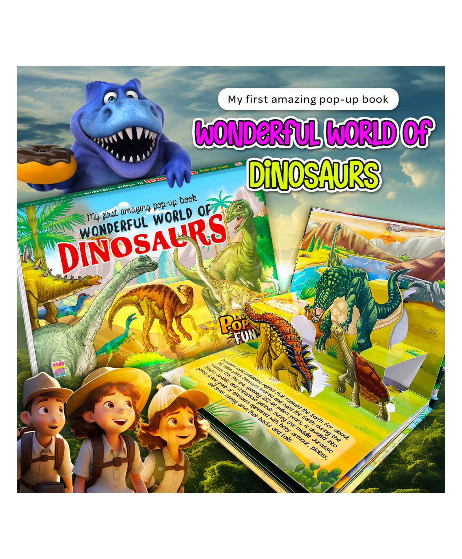 My First Wonderful World of Dinosaurs Pop-Up Story Books with Bestime Fun and Colorful for Kids, Children and Toddlers by Hello Friend Books - English-image-36