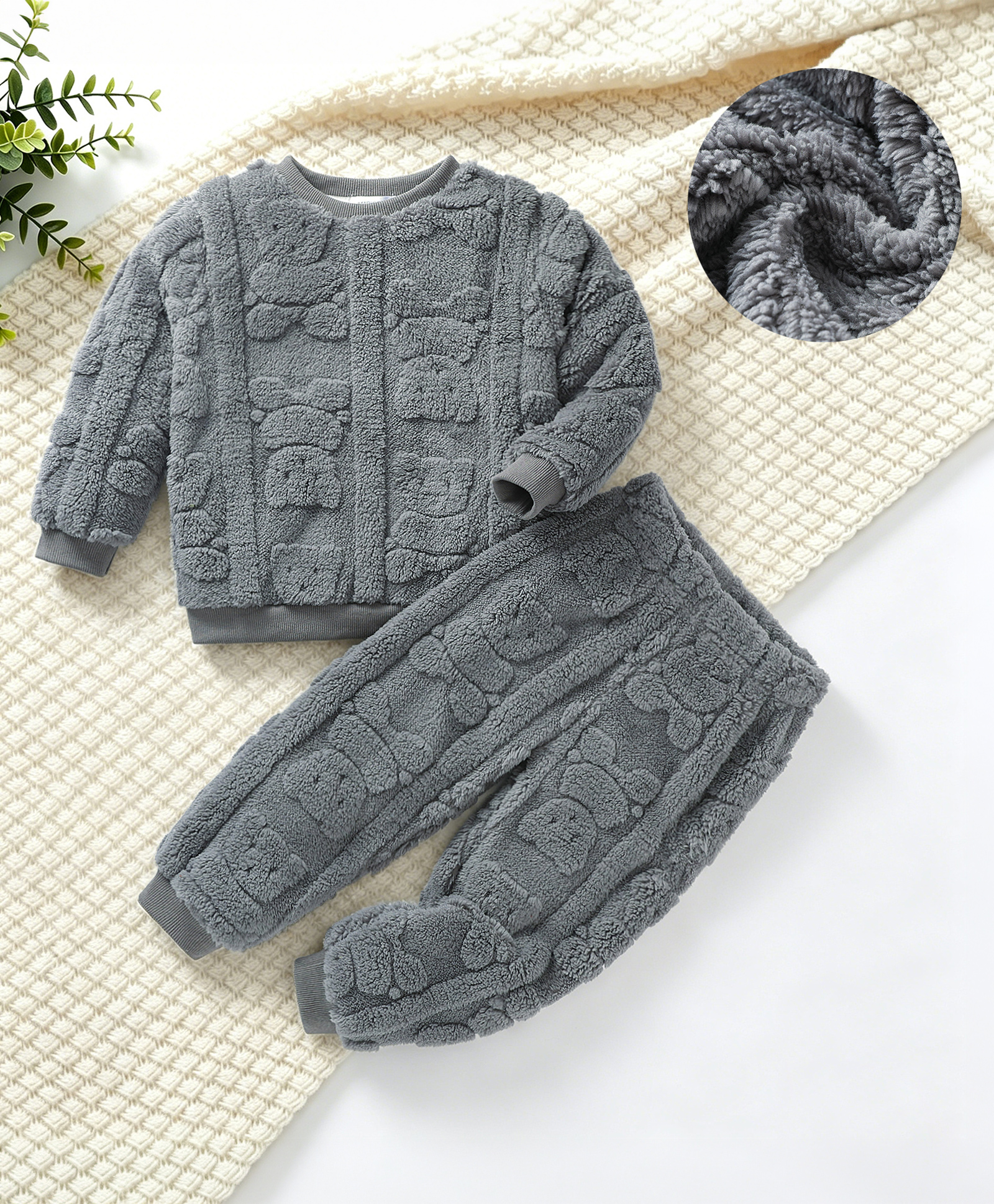 Mark & Mia Full Sleeves Co-ord Winter Night Suit with Bear Design - Grey-image-34
