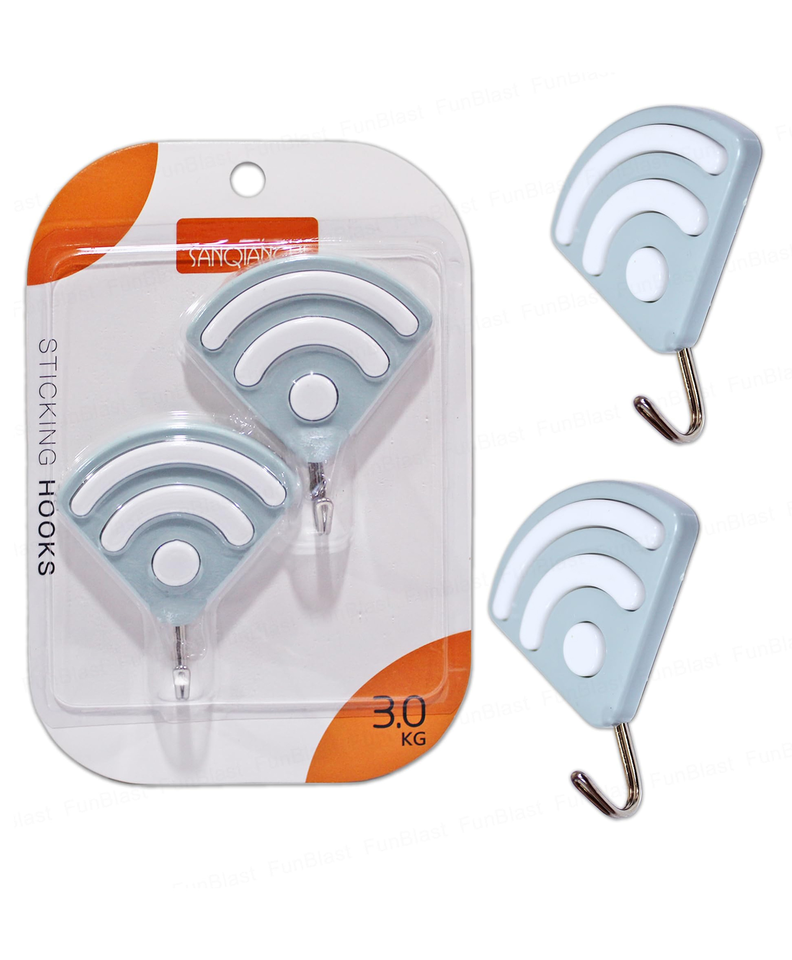 FunBlast Wall Hanging Hooks 2 Pcs Heavy Duty Decorative for Home & Kitchen Blue-image-7
